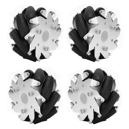 4 Pack 100mm Mecanum Wheels For RC Cars Left And Right Set Durable Steel Wheel Upgrade For Robot Car Omnidirectional Movement