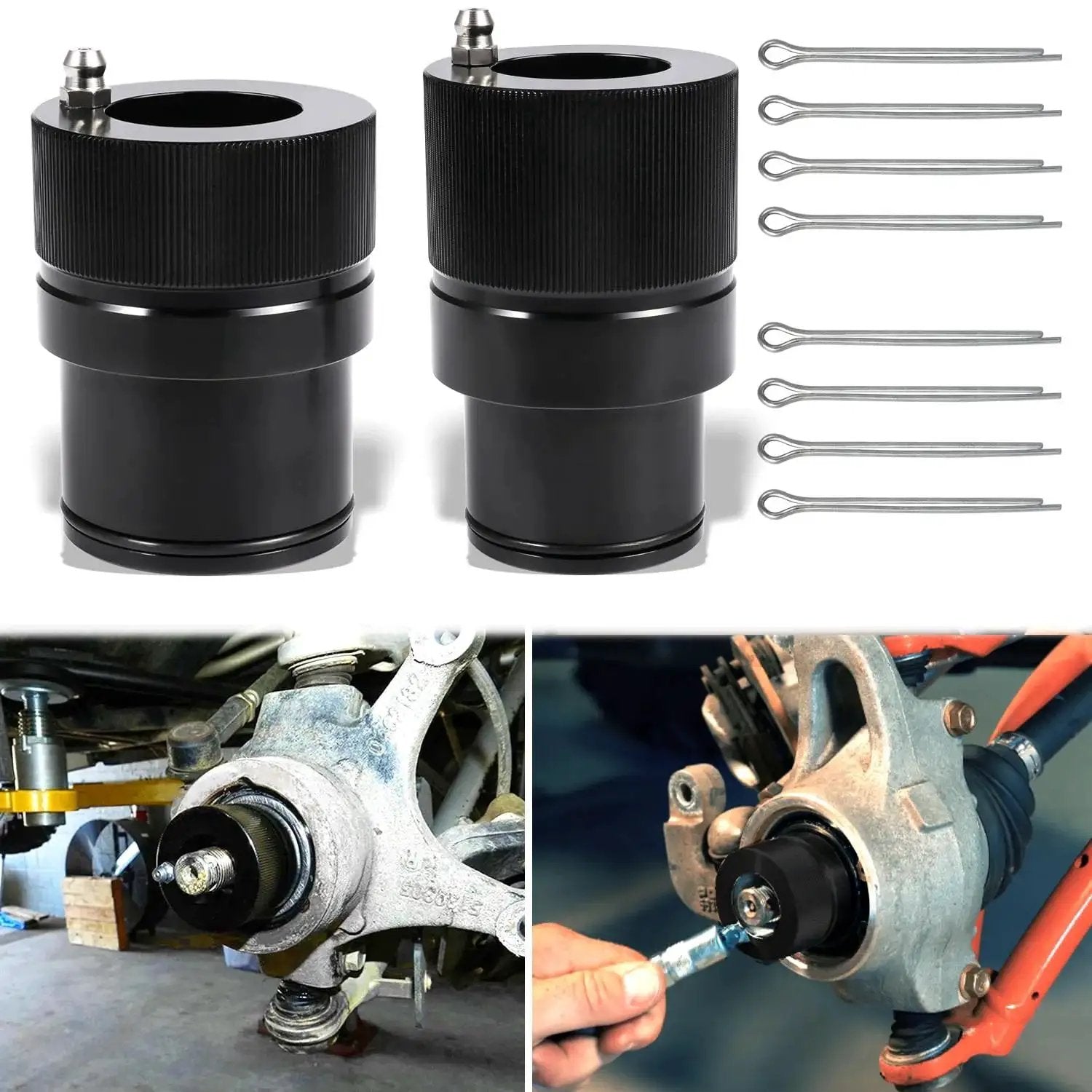 40mm And 44mm Front And Rear Wheel Bearing Greaser Tool Kit For ATV UTV SXS showing tools and usage on bearings