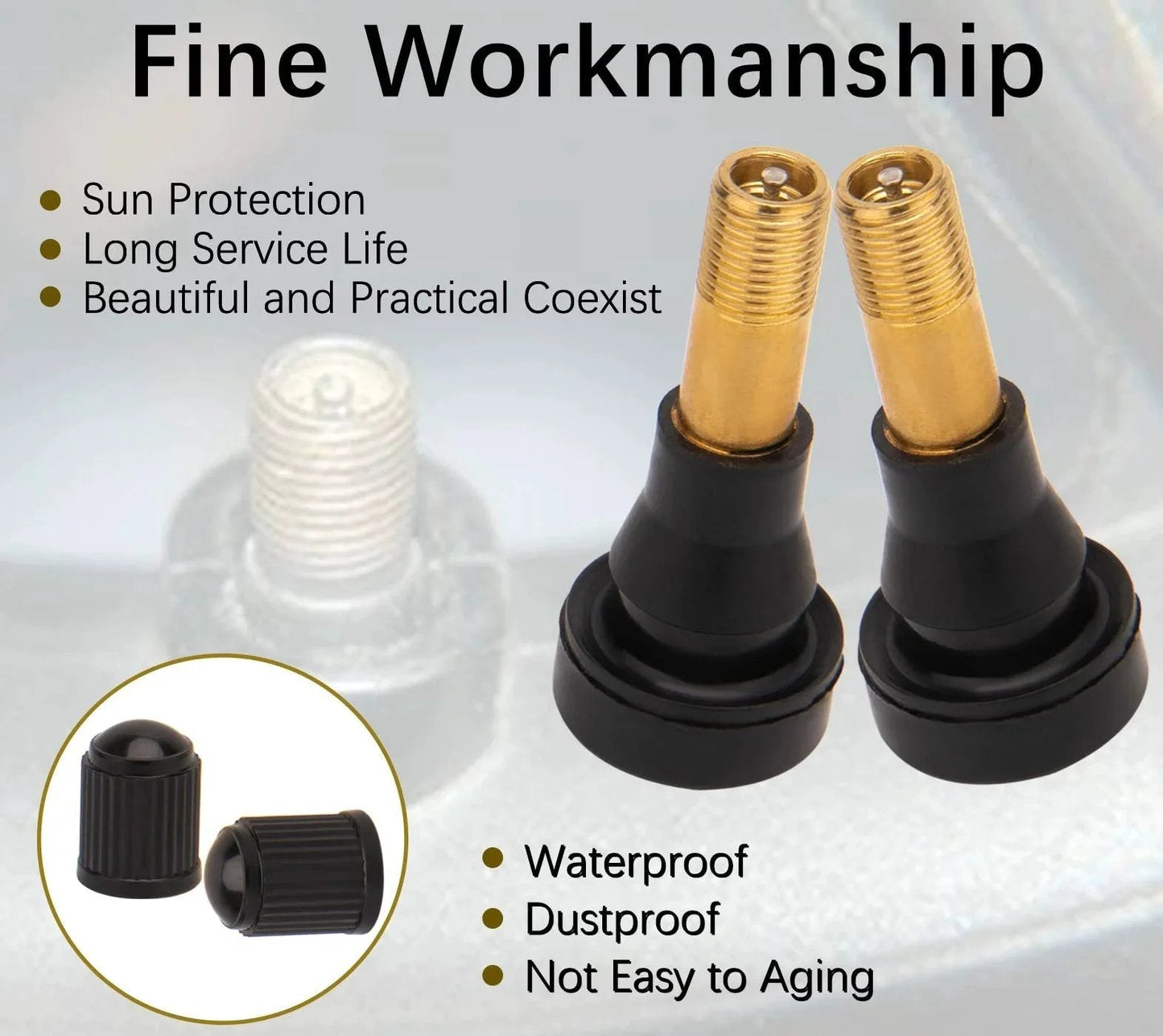 High Pressure Tire Valve Stems Heavy Duty Brass Rubber Snap In Valve Stems 100 Pack Ozone Tested And Leak Tested EPDM