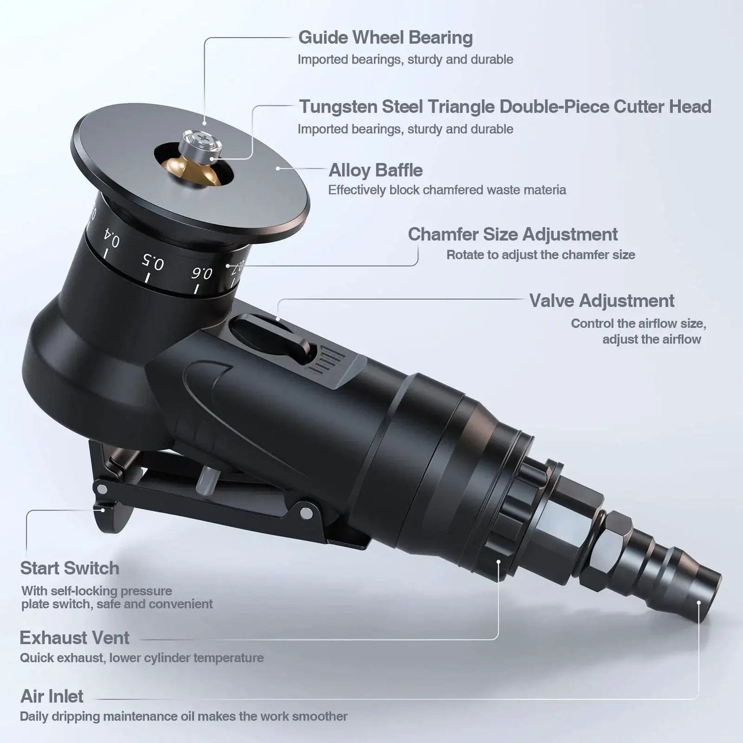 Portable Pneumatic Chamfering Tool For Wood Beveling And Deburring Mini Carpenter Grinder with adjustable bevel and speed