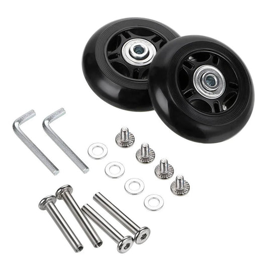 75 x 24mm Luggage Suitcase Replacement Wheels, Rubber Swivel Caster Wheels Bearings Repair Kits, Set of 2 with installation tools