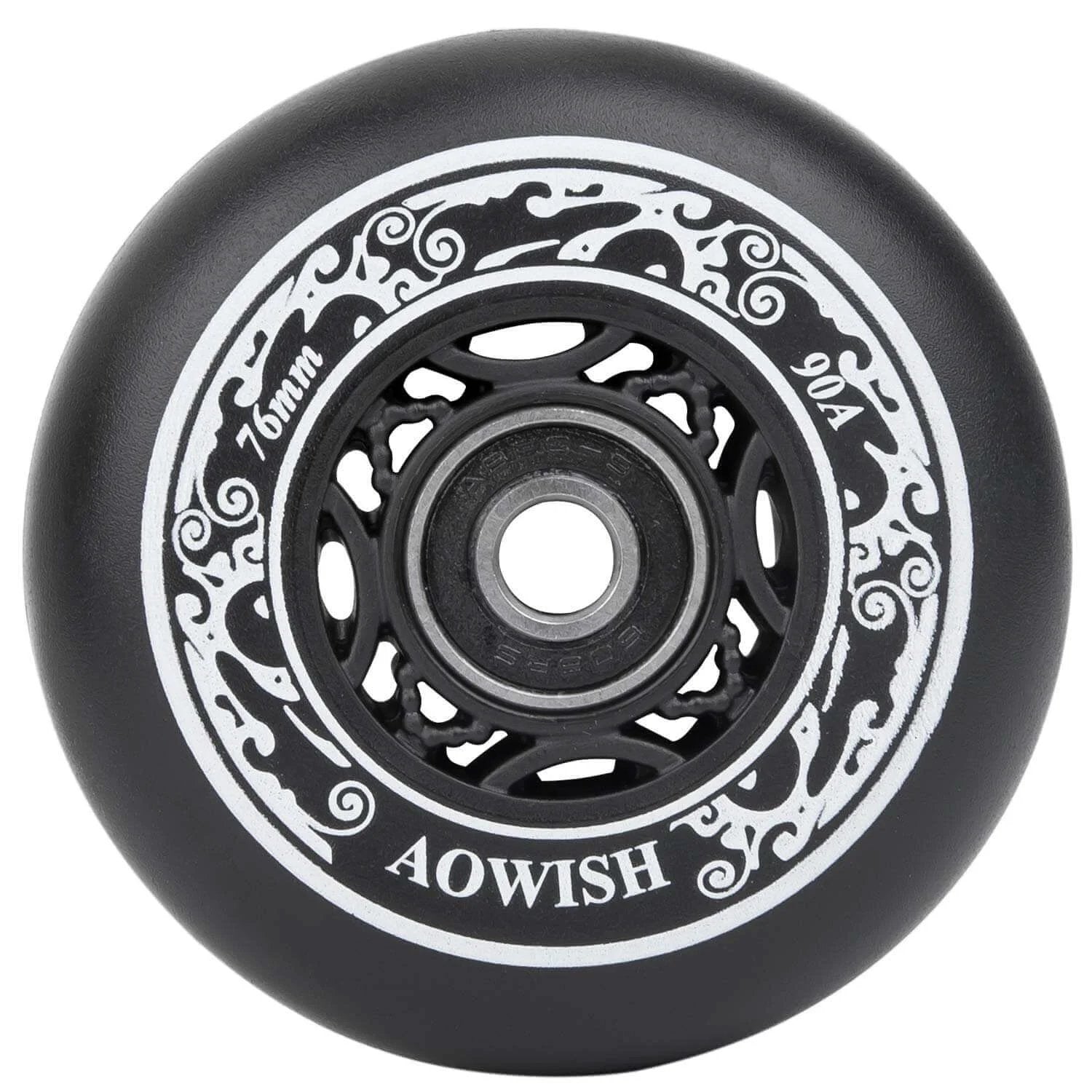 76mm 90a Ripsurf Wheels w/Bearings ABEC-9 for DLX Caster Board, Deluxe Junior Skateboard wheel design, close-up view.