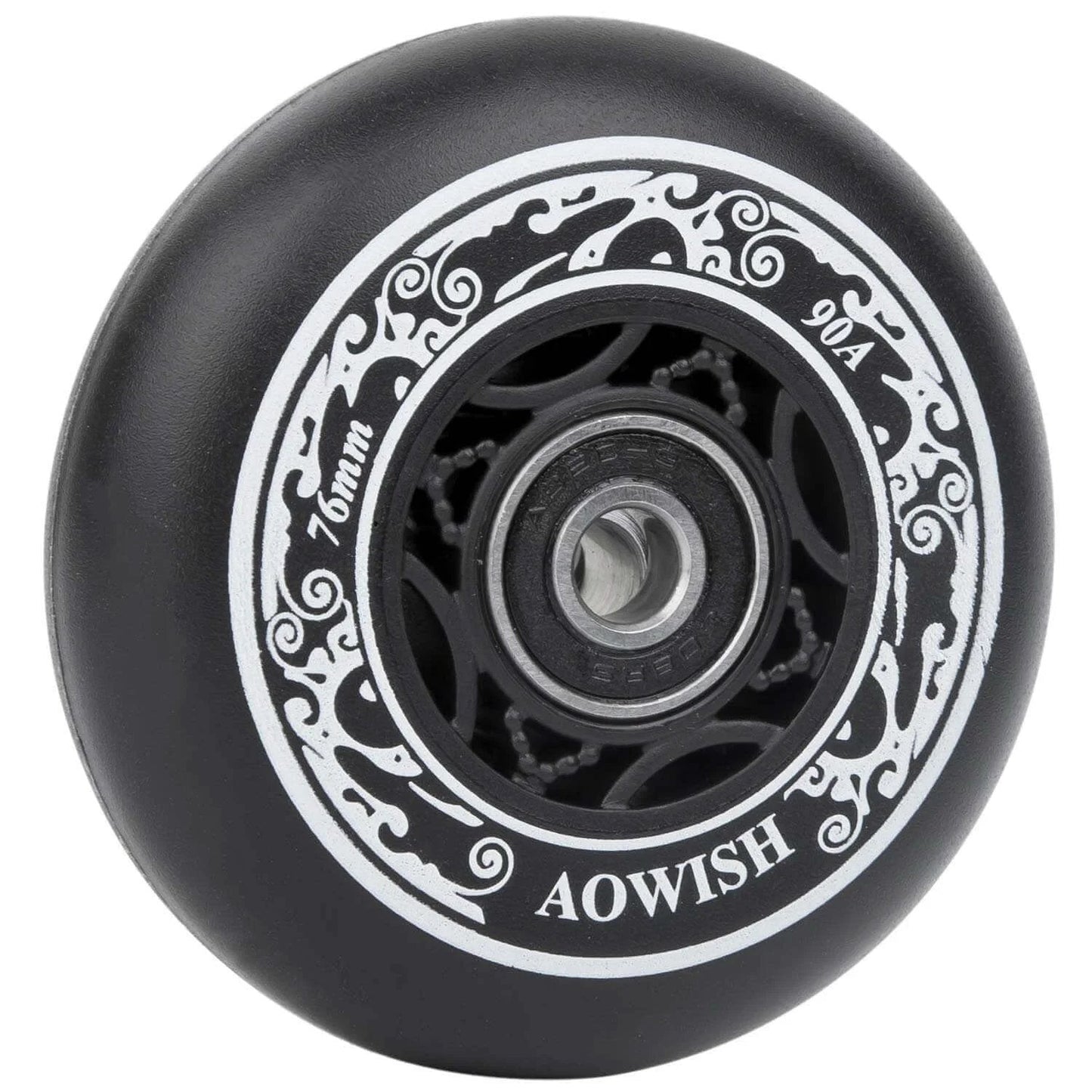 76mm 90a Ripsurf Wheels w/Bearings ABEC-9 for DLX Caster Board, Deluxe Junior Skateboard, 2 Wheel Pivoting Skateboard, Caster Board Skateboard (BLACK)