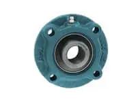 Front view of Single Piloted Flange UCFCSX09-28 1-3/4 in (44.45 mm) ID Medium Duty Set Screw Locking Sealed Ball Bearing Cast Iron FCSX09 Housing.