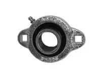 Front view of Single 30mm Narrow Set-Screw 2-Bolt Flange Ball Bearing, Nickel-Plated Malleable Iron Housing, Contact Seal, Model BFX206NP