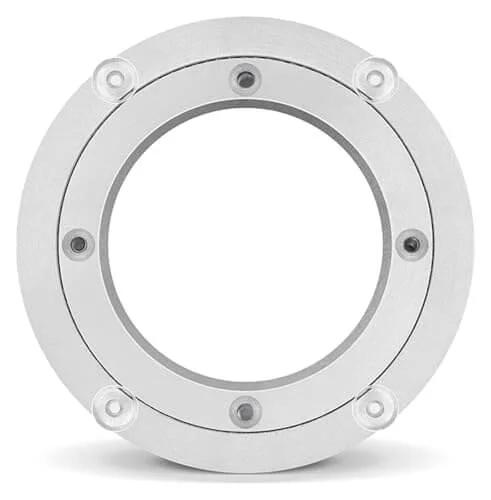 8 Inch Aluminum Lazy Susan Turntable Bearing, Heavy Duty Circular Swivel Base with Smooth Silent Rotation on display