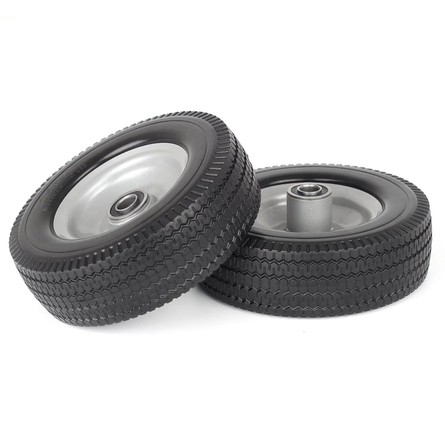 ✝️ 8-inch flat-free tire, 2.50-4 solid tire and wheel, 5/8" bearings, 2.2" offset hub, 2 pack for hand truck garden trolley dolly