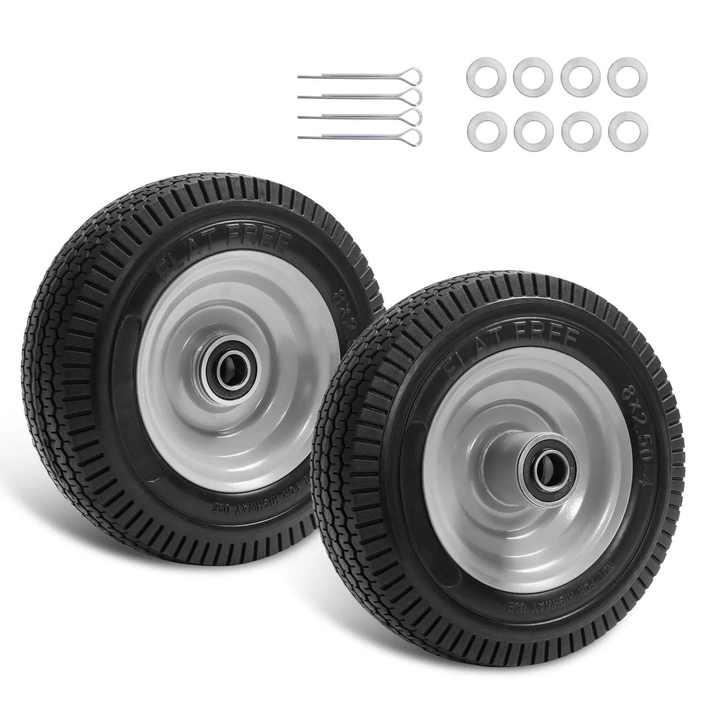 ✝️ 8-inch solid tire replacement - 2.50-4"flat free tire and wheel heavy-duty for gorilla carts, yard tractors, wagons, 5/8" bearings
