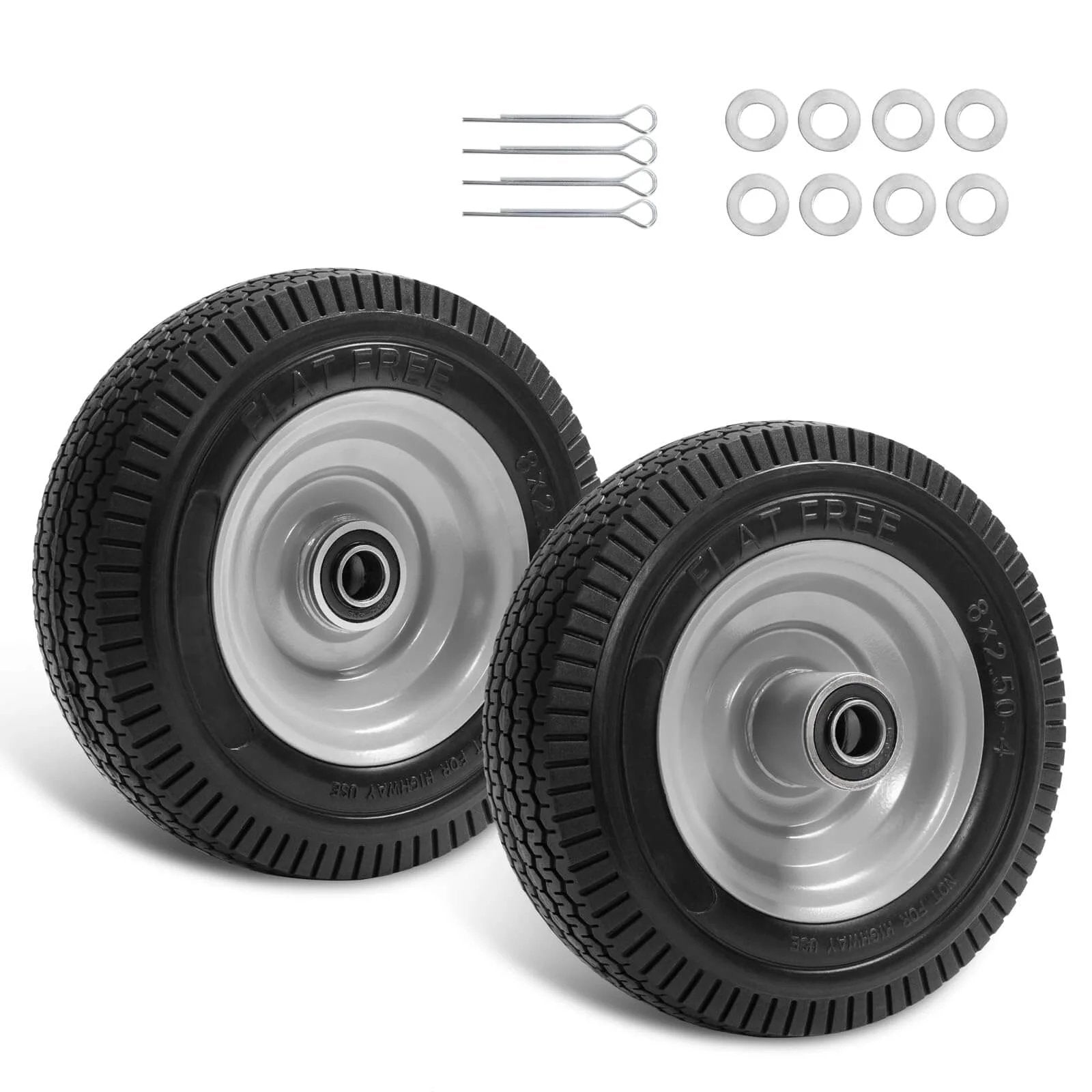 ✝️ 8-inch solid tire replacement - 2.50-4"flat free tire and wheel heavy-duty for gorilla carts, yard tractors, wagons, 5/8" bearings