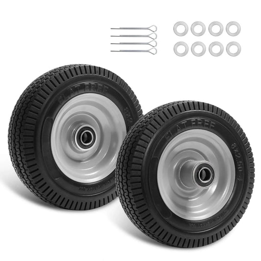✝️ 8-inch solid tire replacement - 2.50-4"flat free tire and wheel heavy-duty for gorilla carts, yard tractors, wagons, 5/8" bearings