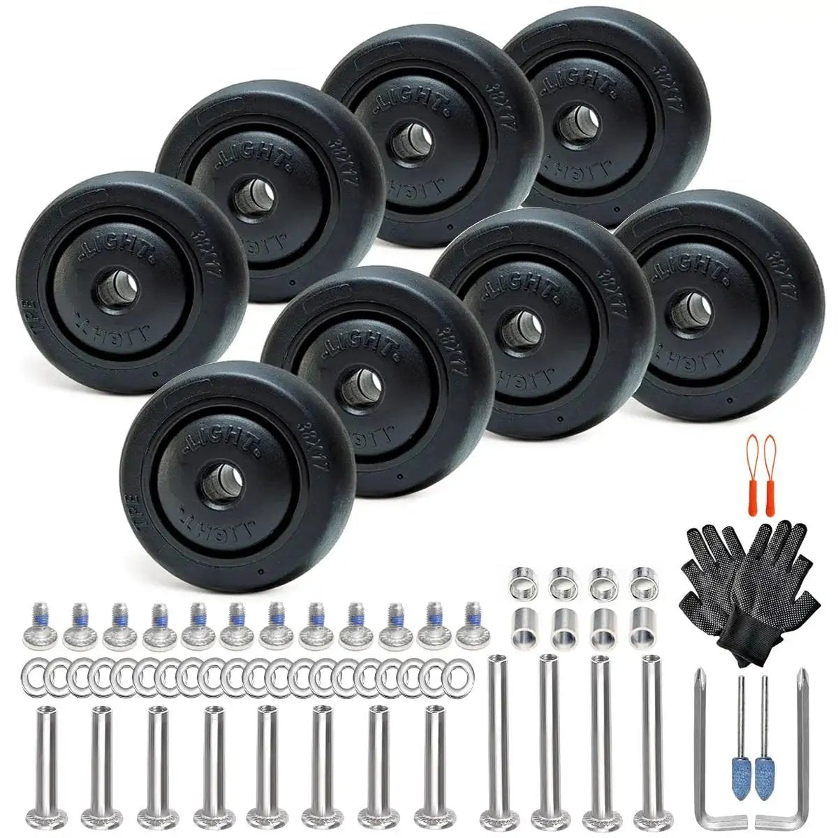 Eight Pack Luggage Wheels Replacement Set Compatible With Most Suitcases Spinners Rolling Duffels And Carry Ons 38mm Diameter