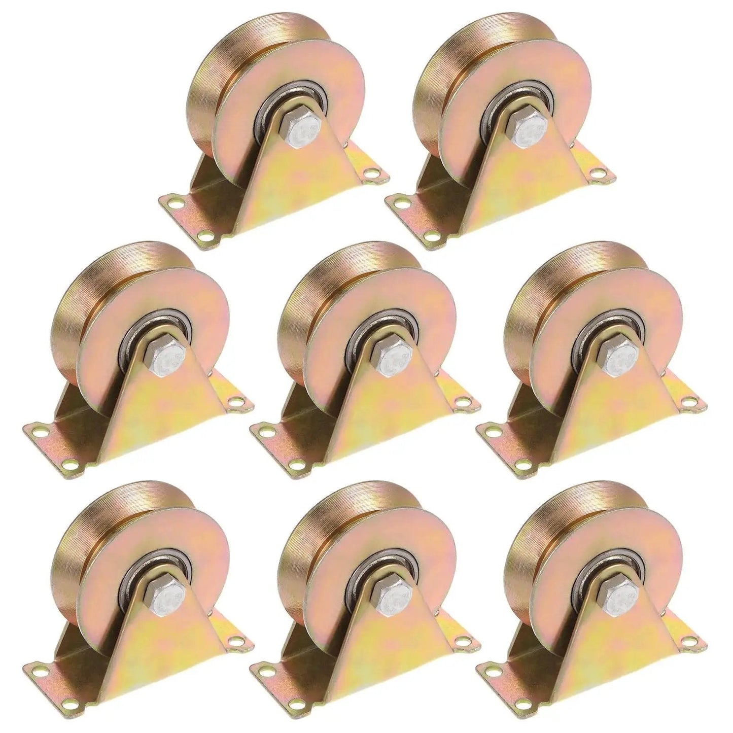 8 Pack 3 Inch V Groove Wheel Sliding Gate Casters With Bracket For Inverted V Track Heavy Duty 1102 Lbs Capacity Each Galvanized Steel