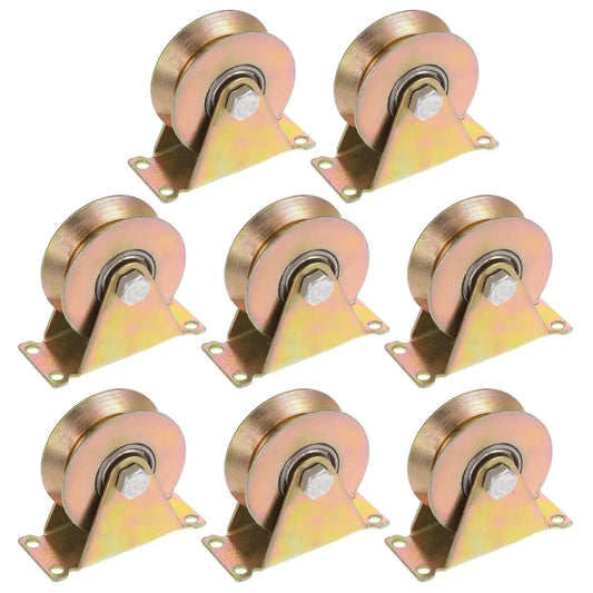 8 Pack 3 Inch V Groove Wheel Sliding Gate Casters With Bracket For Inverted V Track Heavy Duty 1102 Lbs Capacity Each Galvanized Steel