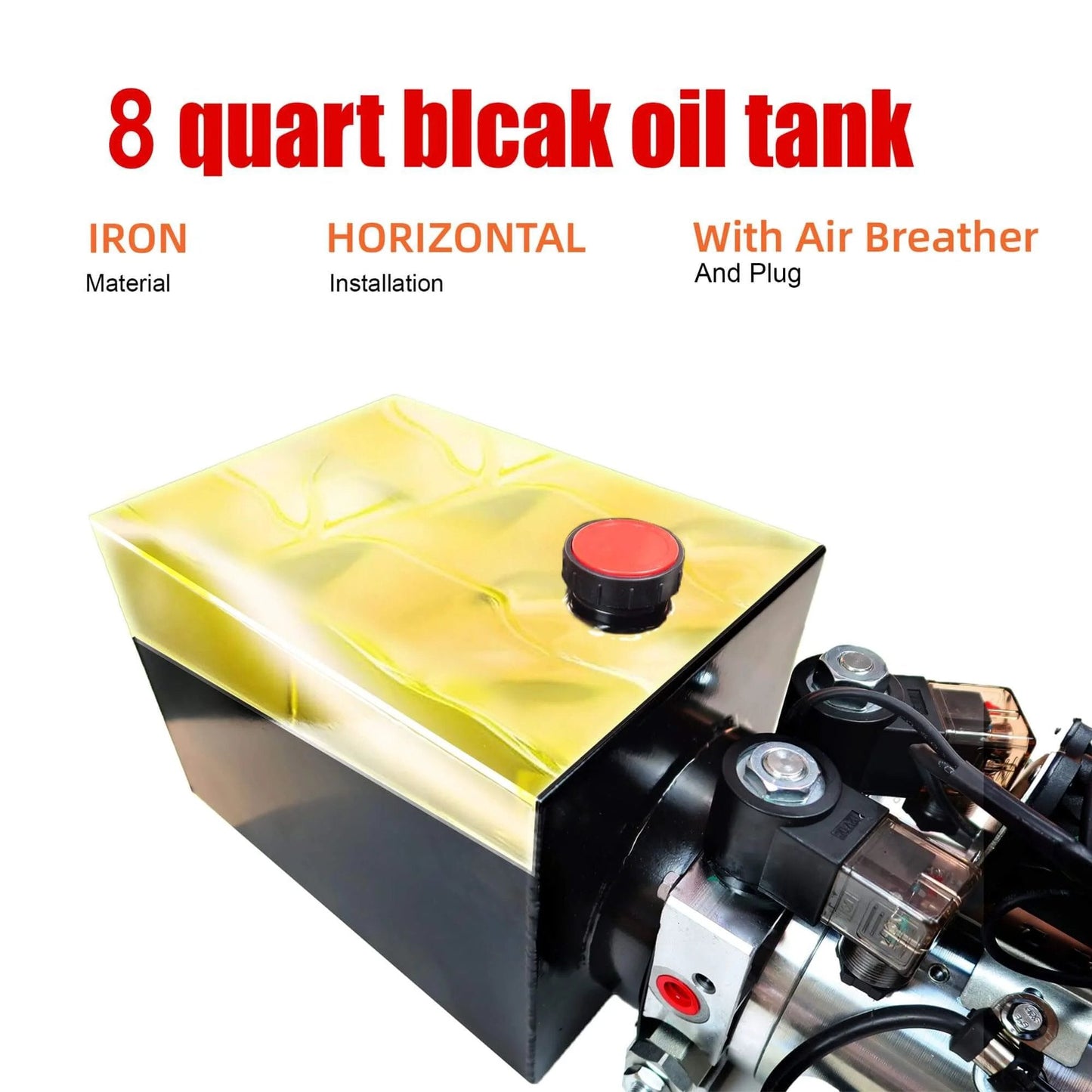 Single Acting Hydraulic Pump 8 Quart Hydraulic Power Units 12V DC Hydraulic Pump SAE#6 Connector for Dump Trailer Car Lifting