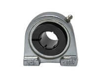 20mm Nickel-Plated Tapped Pillow Block Bearing, Single Unit, Accu-Loc UEPA204NP, Sealed Ball Insert, Concentric Locking Collar, Plated Cast Iron Housing, Relubrication Port