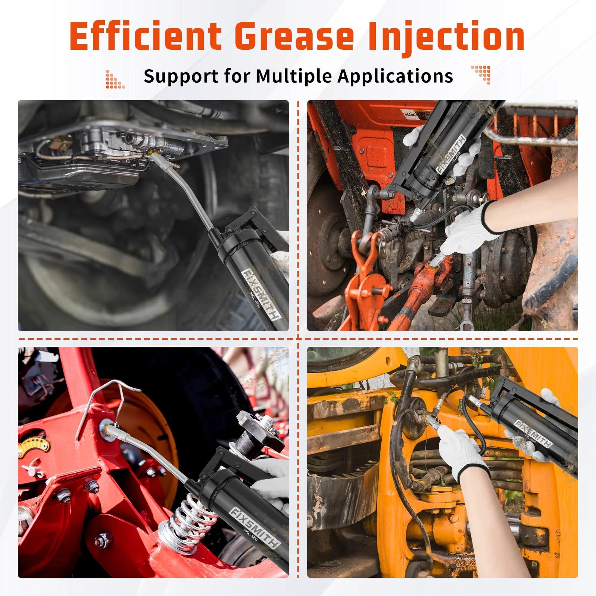 Pro Grade Lever Action Grease Gun For Pros, Heavy Duty Construction in use for automotive, industrial, and agricultural applications.
