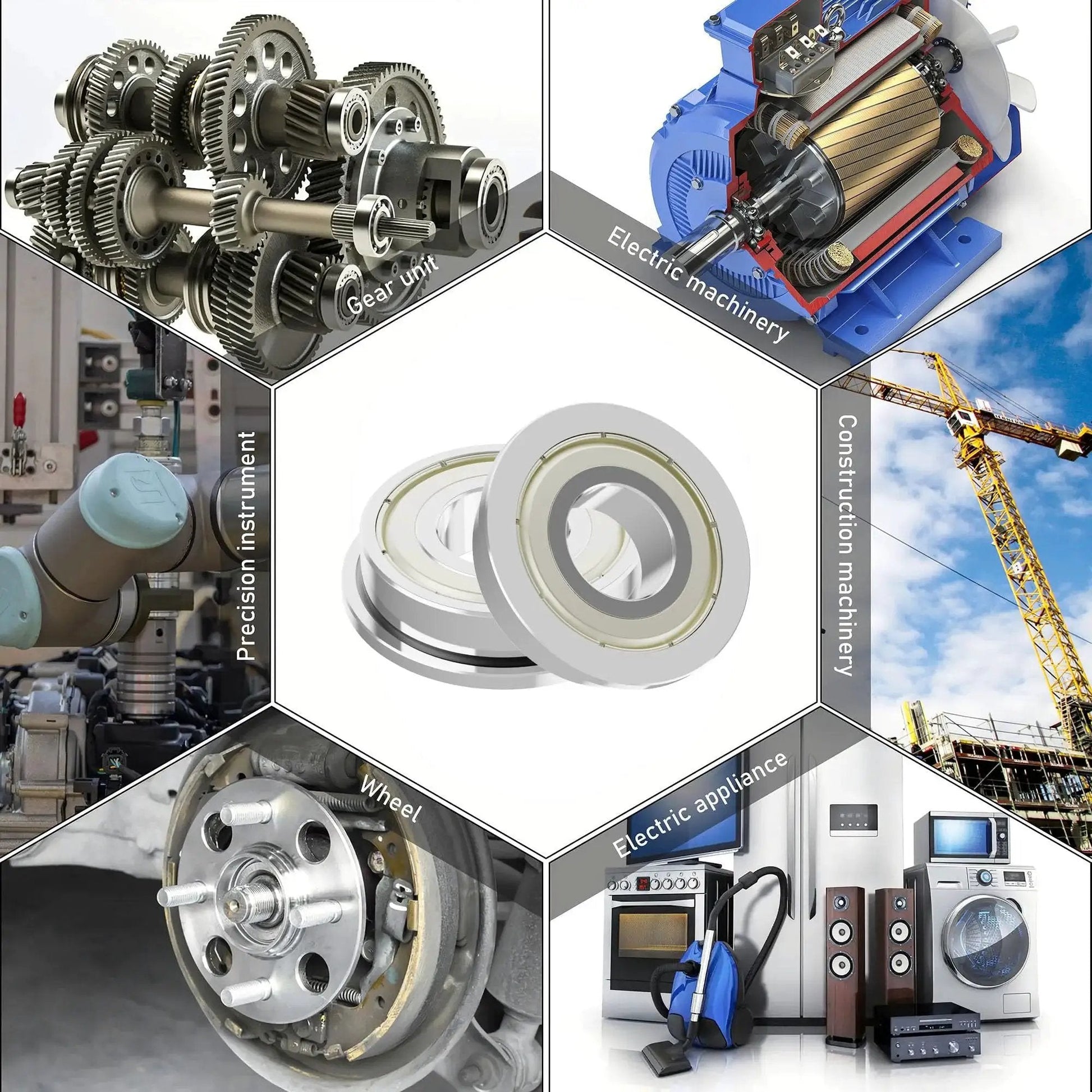 Flanged Ball Bearing 4x12x4 Mm Pack Of 10 F604ZZ in industrial and machinery context, showing various applications and equipment