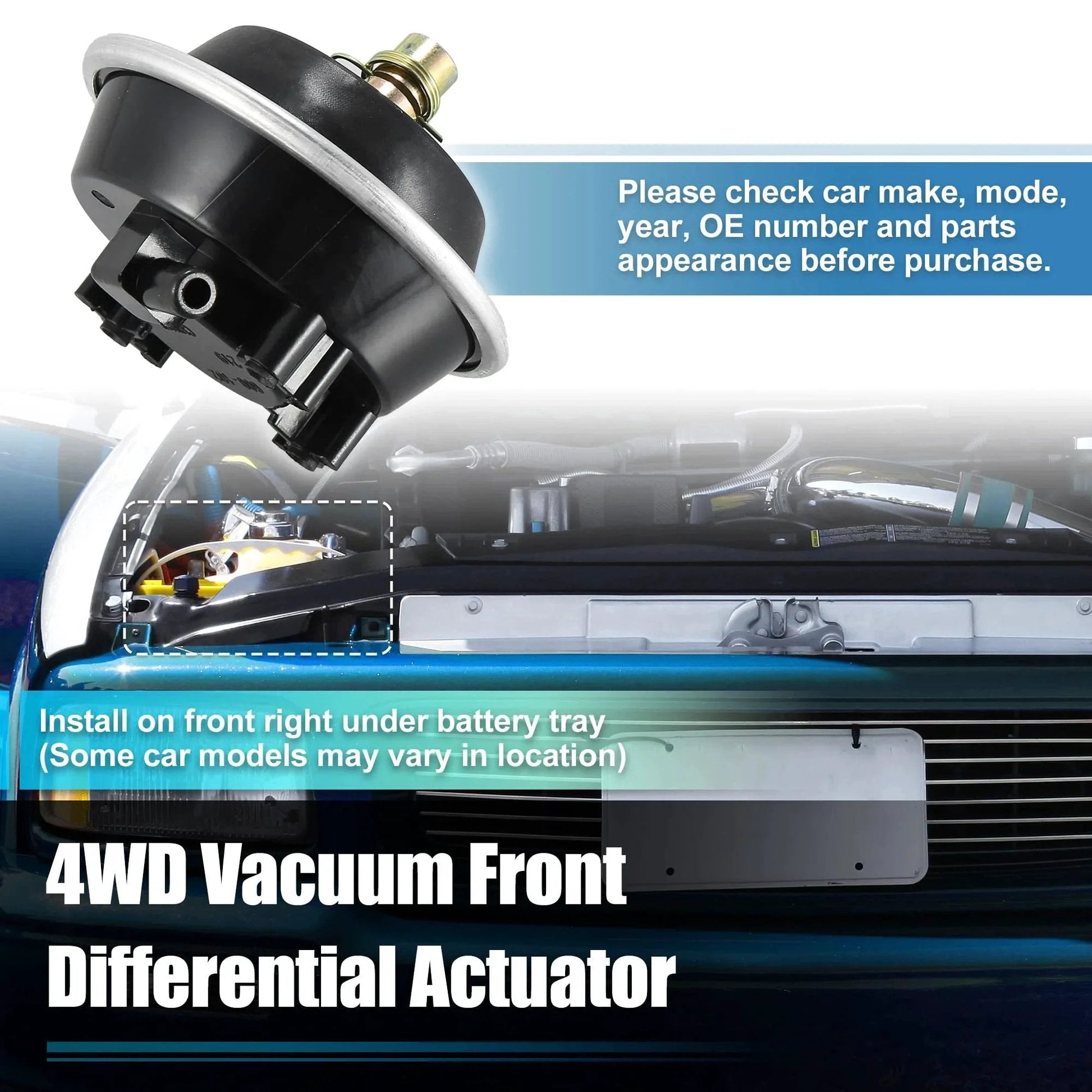 Front Differential Vacuum Actuator For 4WD Chevy S10 Blazer 1983 to 2005 GMC S15 Jimmy Sonoma 1983 to 2004 Pontiac 6000 1988 to 1990 OE 25031740 Replacement Part Easy Install mounted image