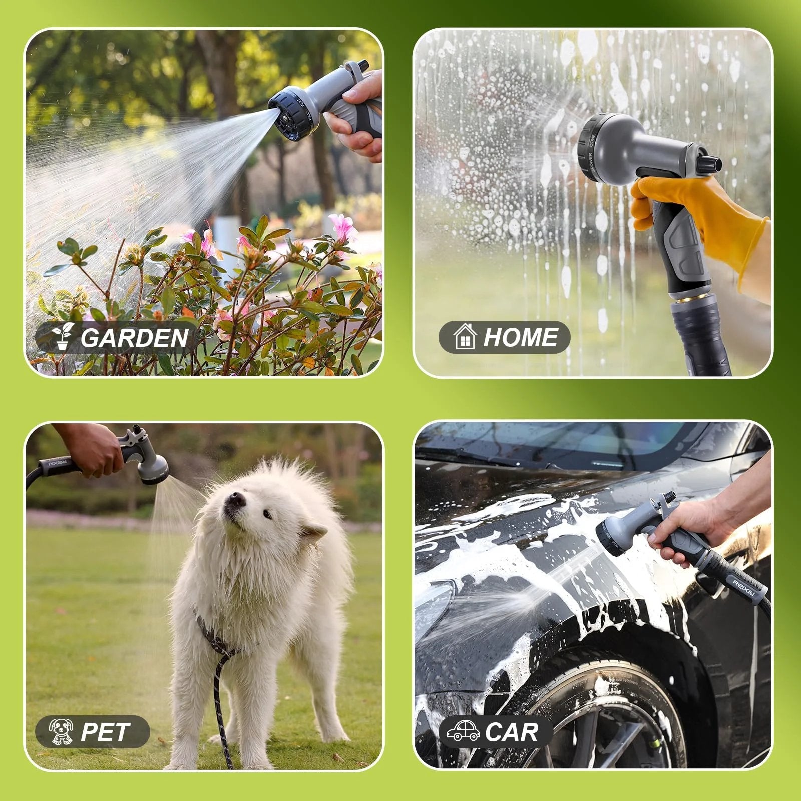 Ultra Lightweight Non Expanding Garden Hose With 10 Function Sprayer Leak Proof And Burst Resistant for garden, home, pet, car.