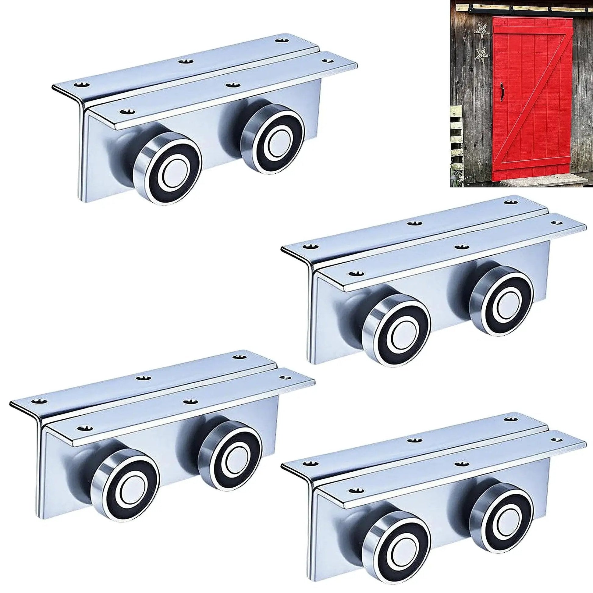 Heavy Duty 4 Wheel Unistrut Trolley Assembly For Barn And Shed Sliding Doors, Compatible With 1 And 5 Eighths Inch Wide Strut