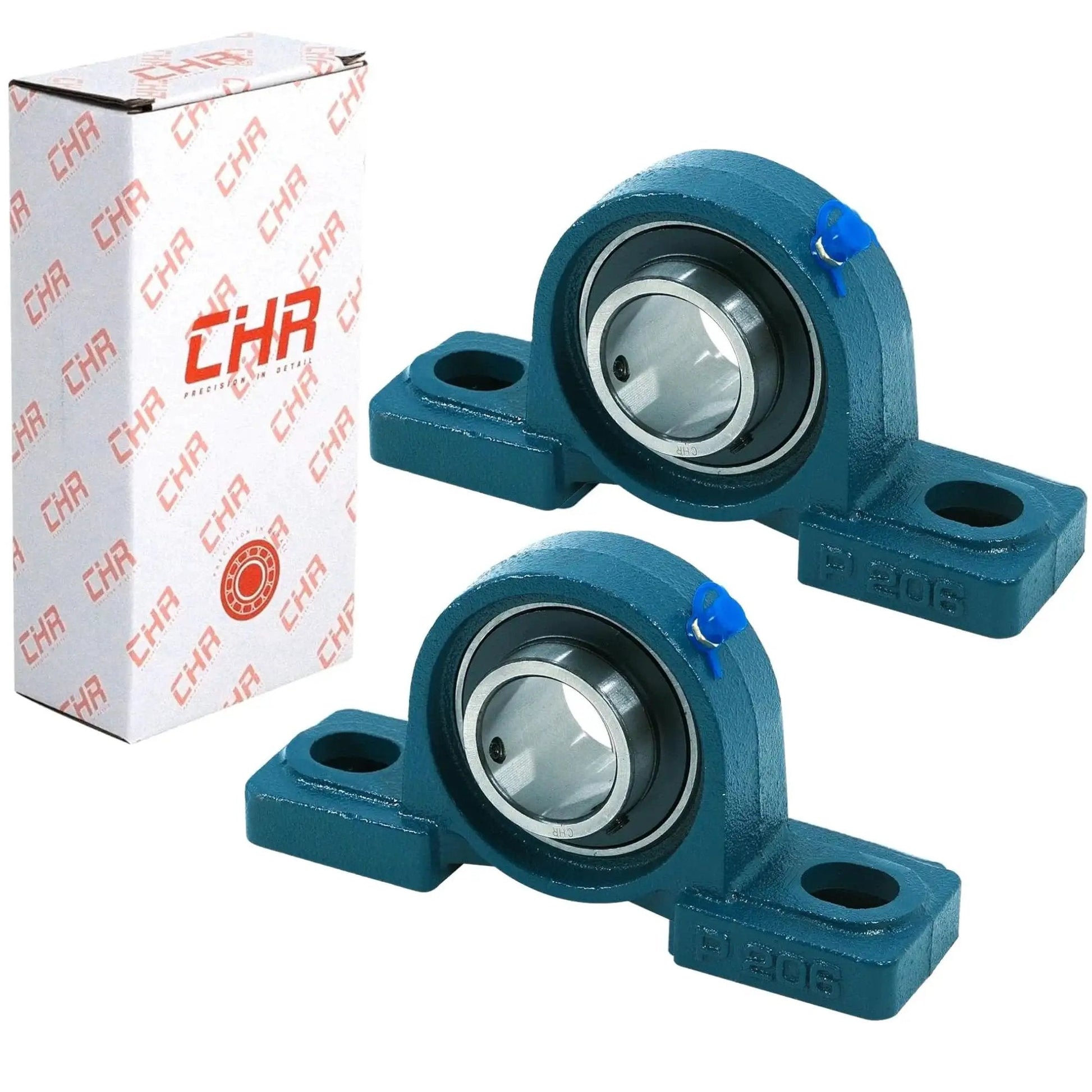 Two Pack UCP205 16 Chrome Steel Pillow Block Bearings With One Inch Bore Mounted Bearings Built Tough Cast Iron Housing ISO 9001 2015