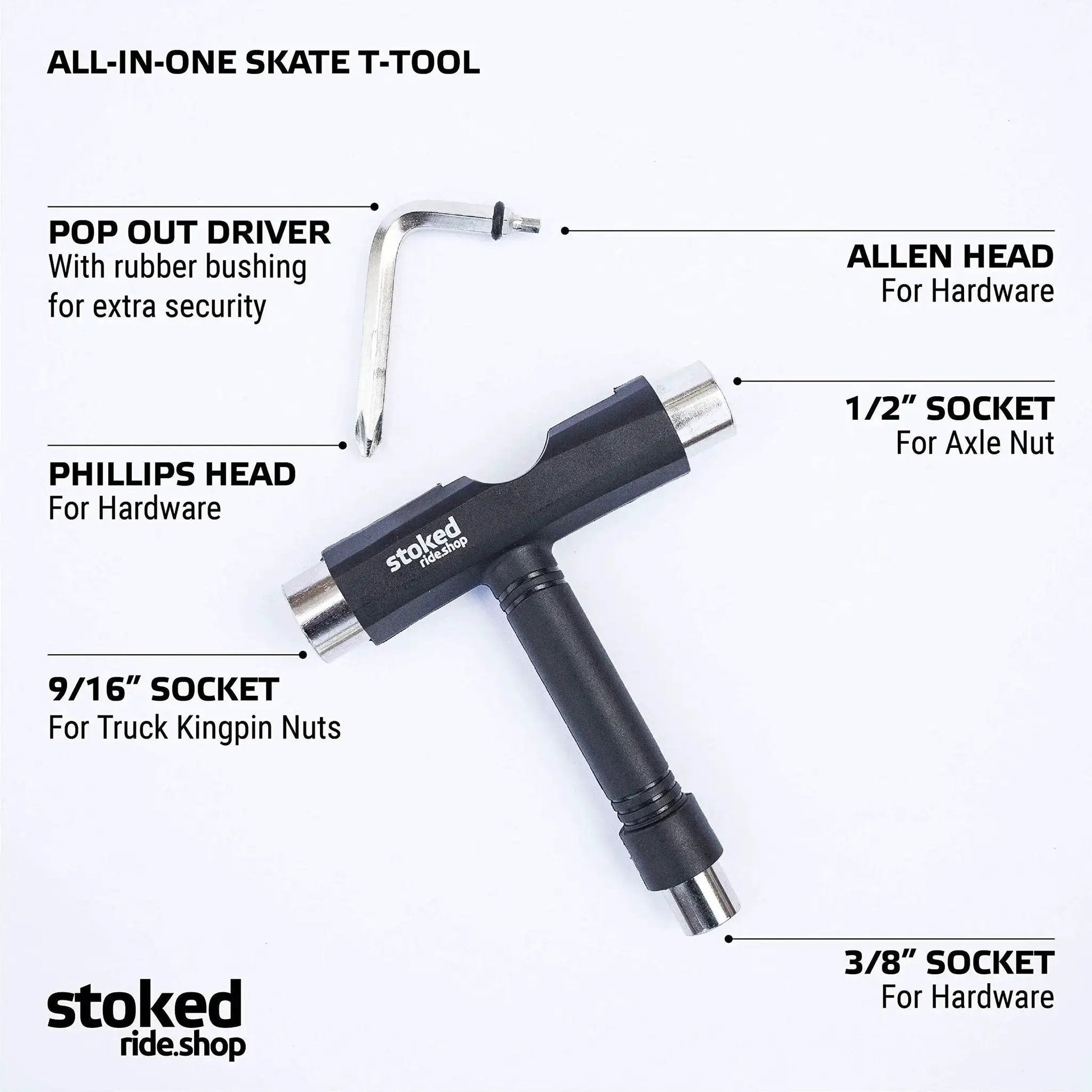 All-in-one skate T-tool for Reds Bearings 8 Pack For Skateboards Longboards Scooters And Spinners With Included Tool