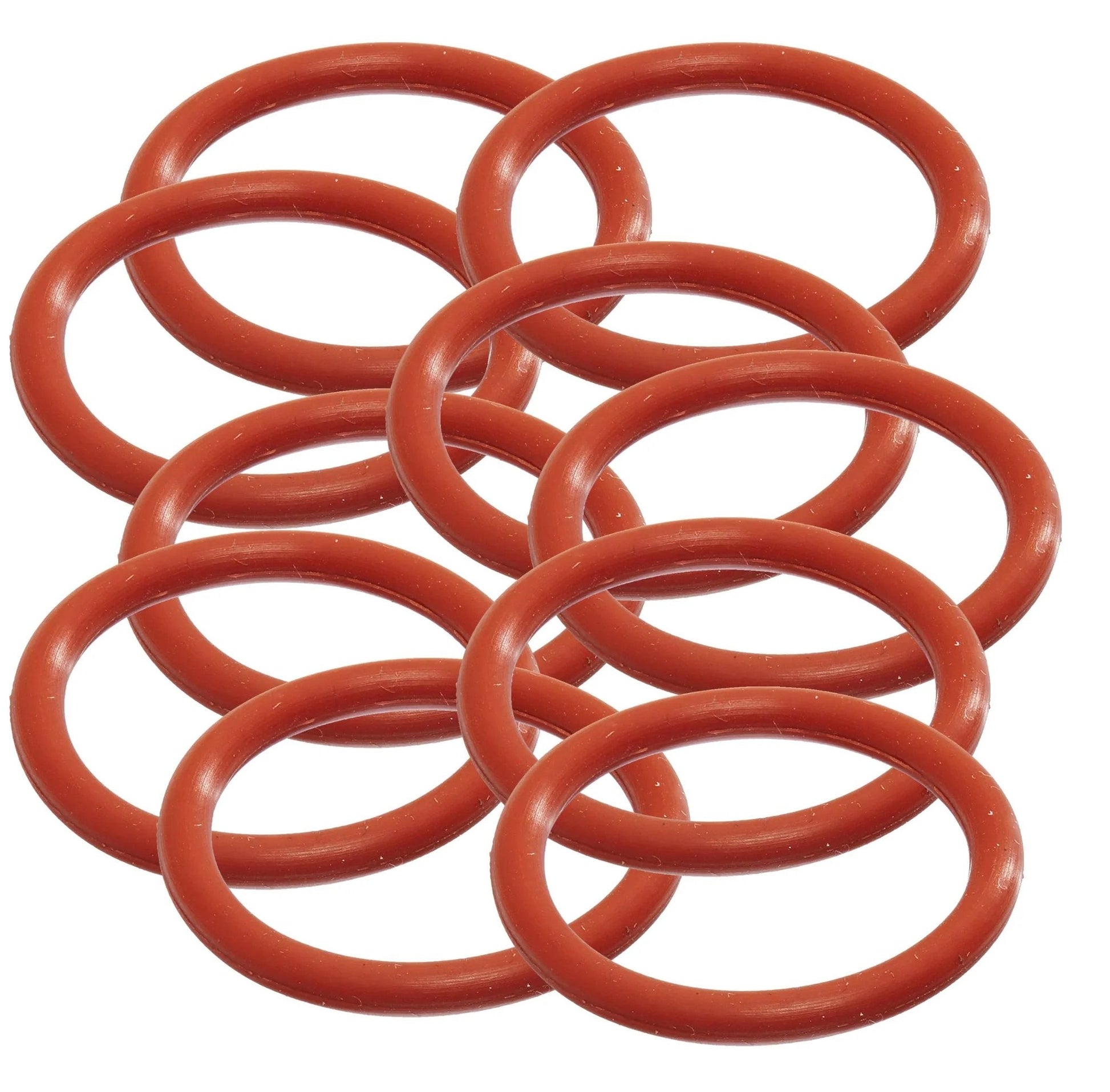 Silicone O Ring Pack Of Ten, 70A Red, One And A Quarter Inch ID, One And A Half Inch OD, One Eighth Inch Width, Round Cross Section