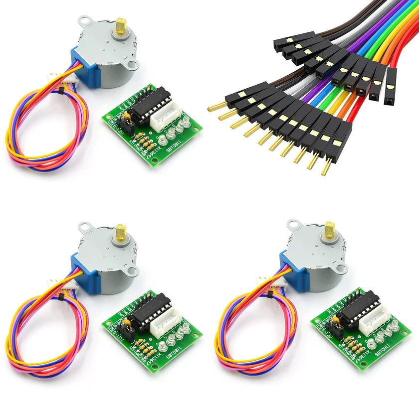 28BYJ-48 ULN2003 5V Stepper Motor And Driver Board Kit For Arduino And Raspberry Pi, 3 Pack, Plug And Play, High Torque Over 34.3 mN.m, 5.625 Degree Step, 1 To 64 Reduction, Ready For Hobby Projects