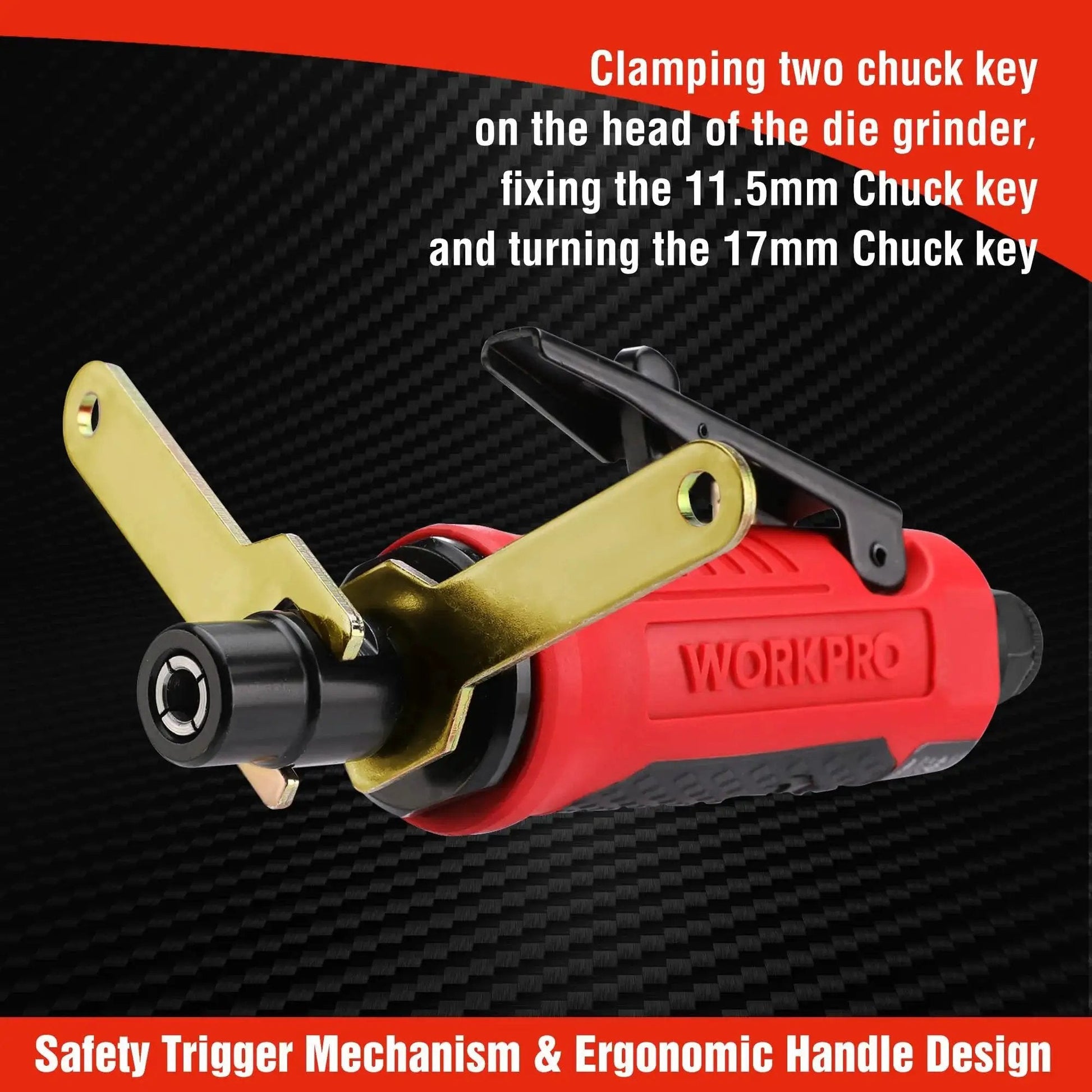 Powerful One Quarter Inch Pneumatic Straight Die Grinder With 25,000 RPM, Includes One Quarter Inch And One Eighth Inch Collets