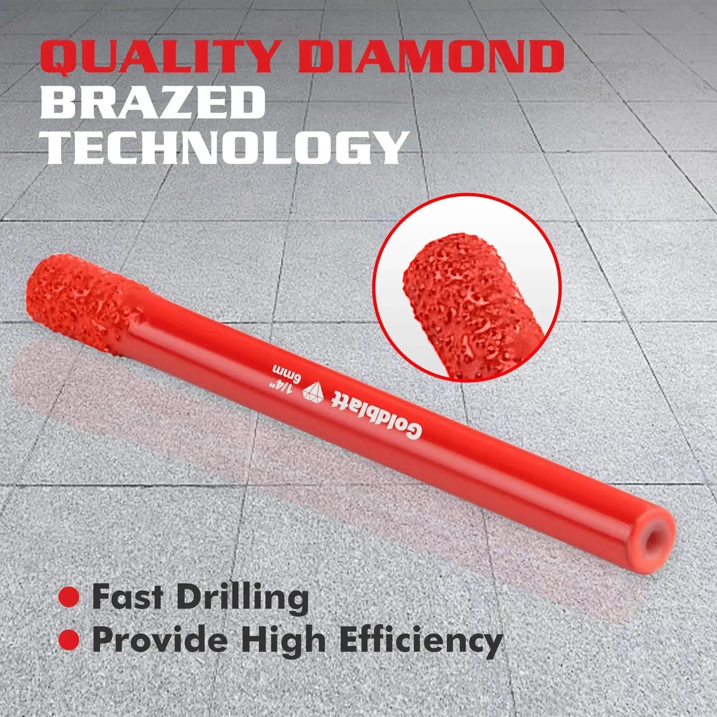 Powerful 10 Piece Diamond Drill Bit Set With One Quarter Inch Shank 6mm Vacuum Brazed Diamond Hole Saw Kit For Porcelain Tile