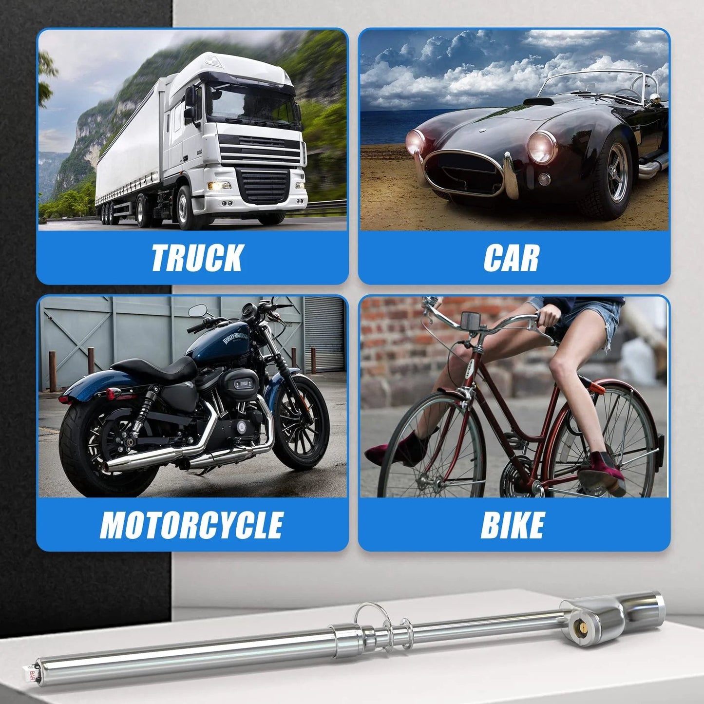 Pen Style Double Head Tire Pressure Gauge Silver 10 To 150 Psi For Cars Trucks And Motorcycles Portable Easy Read Air Pressure Tester 10 Pack