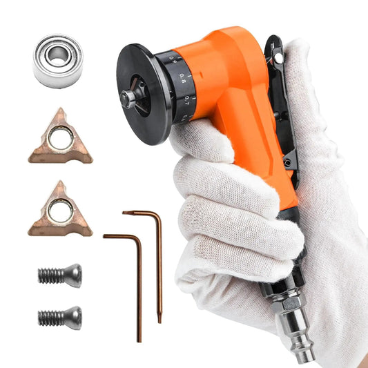Two In One Pneumatic Chamfering And Arc Corner Rounding Tool For Metal With 45 Degree Beveling And Deburring Insertion Set Dual Inserts