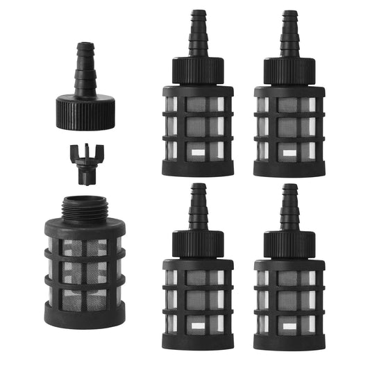 4 Pack Hose Filters With 60 Mesh Stainless Steel Inlet Strainer And Check Valve For Sprayers Car Washers Oil Pumps And Industrial Equipment Fits Three Eighths To One Half Inch Hoses
