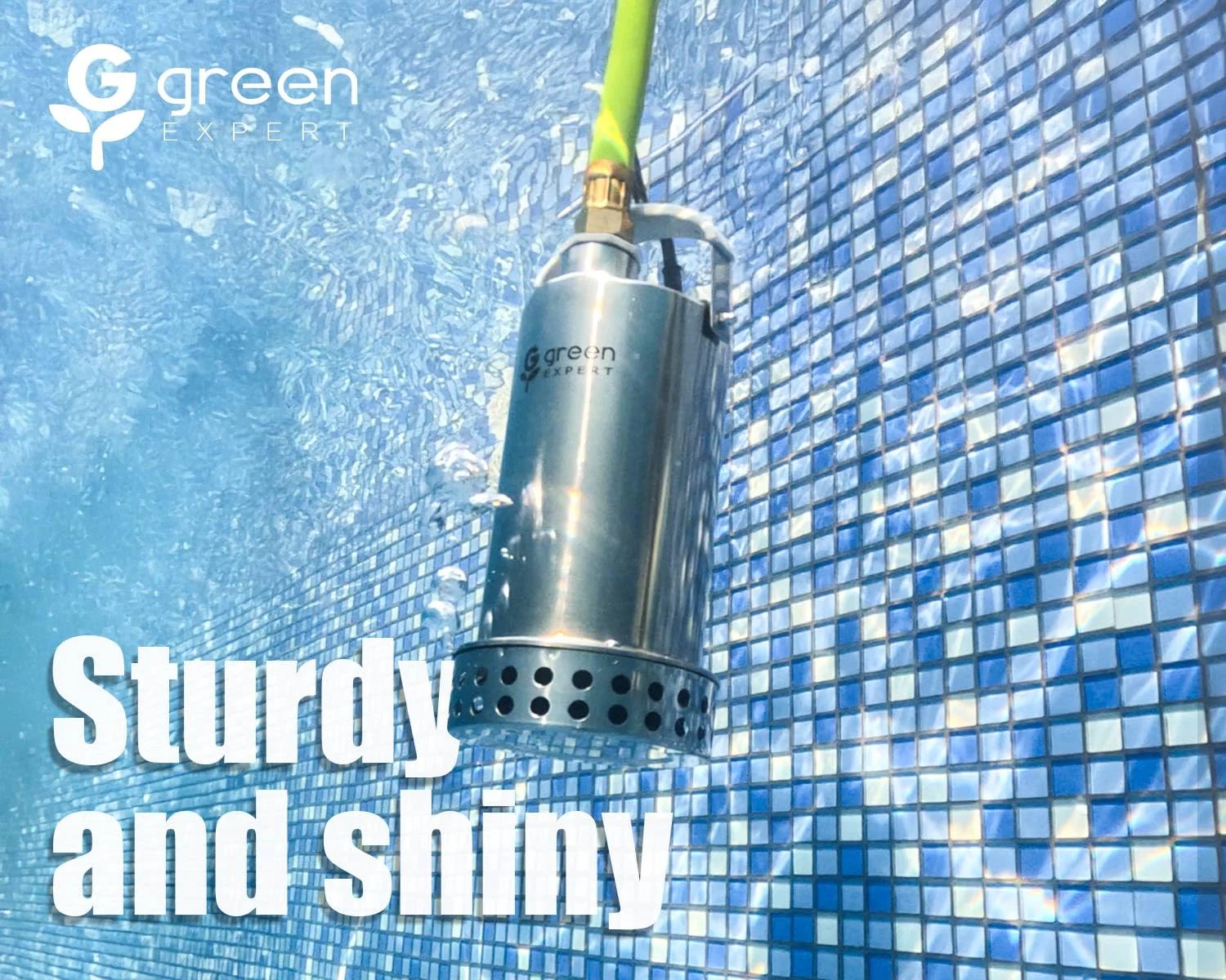 Submerged 1 HP Submersible Sump Pump With 4000 GPH High Flow Green Expert Heavy Duty Full Stainless Steel Construction in pool