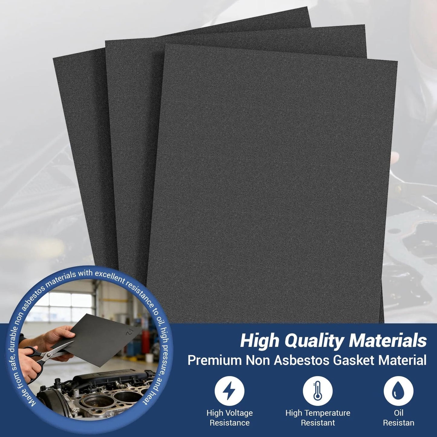 High Temperature Non Asbestos Gasket Material Kit For DIY Engines And Lawn Mowers 16 Sheets 14 By 11 Inches 1.2mm Thick