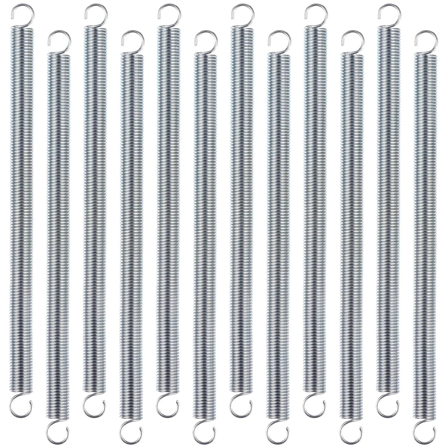 12 Piece Extension Spring Set For Home Repairs And DIY Projects Three Eighths By Six And A Half Inch Zinc Plated With Dual Hook Ends