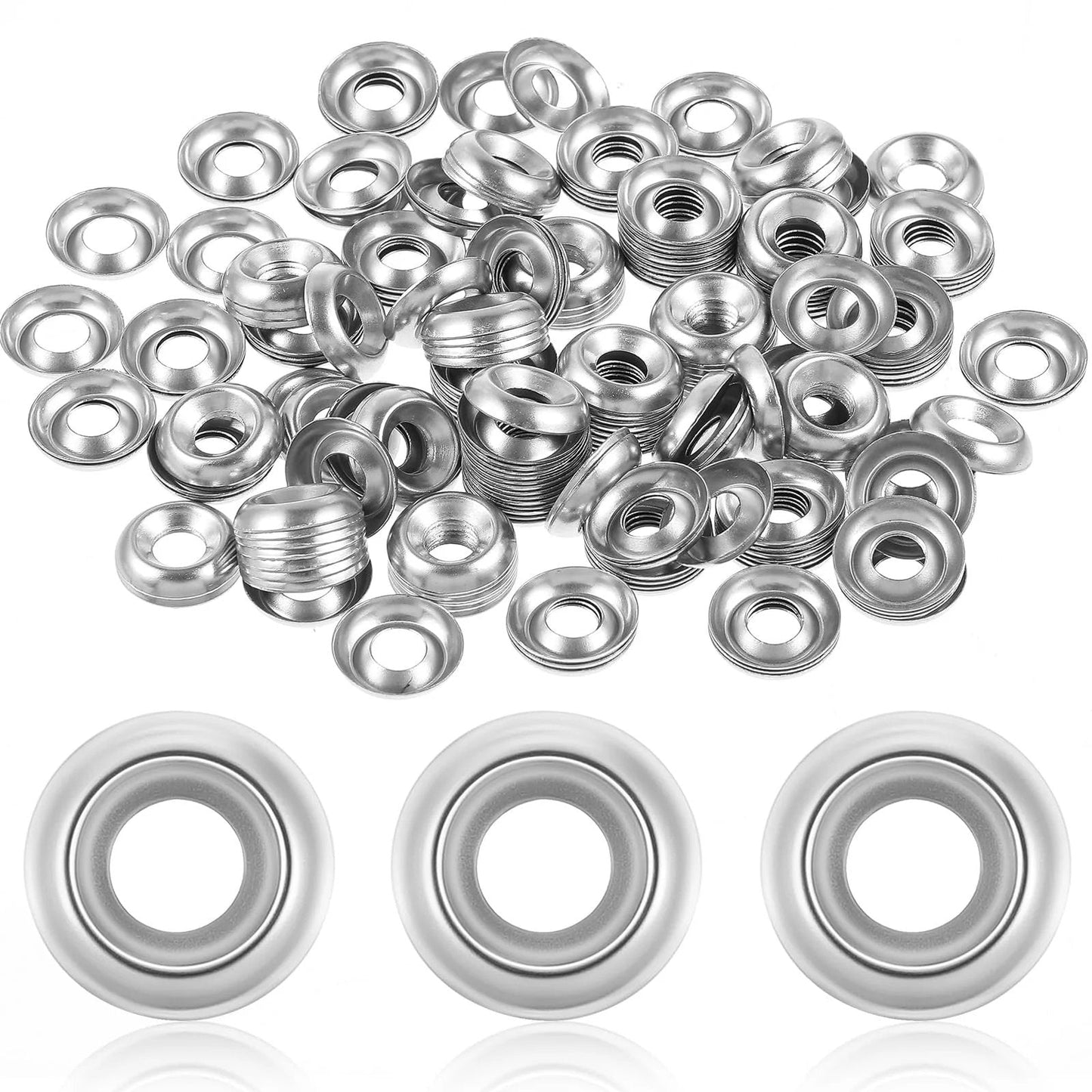 200 Pack Countersunk Finish Washers Size 8, 304 Stainless Steel Cup Washers Silver Finish For Hardware Projects And DIY Repairs Yaocom Durable, Rust Resistant With Precision Ground Holes For Even Load Distribution