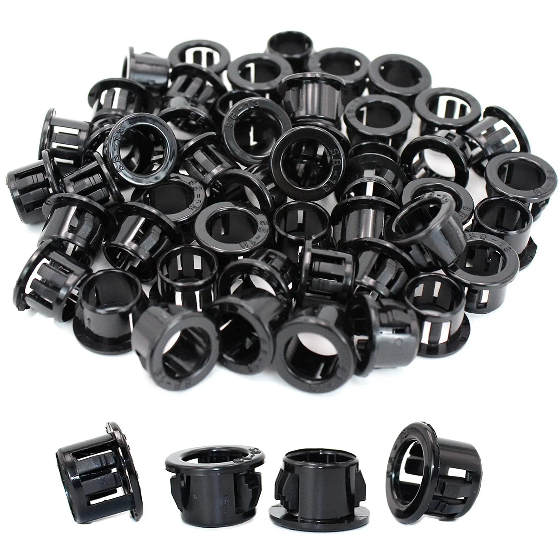 Snap-In Knockout Bushing Grommets 1/2 Inch Black Nylon Plastic Cable Hole Grommets for Wiring and Electrical Installations