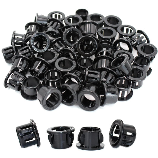 Snap-In Knockout Bushing Grommets 1/2 Inch Black Nylon Plastic Cable Hole Grommets for Wiring and Electrical Installations
