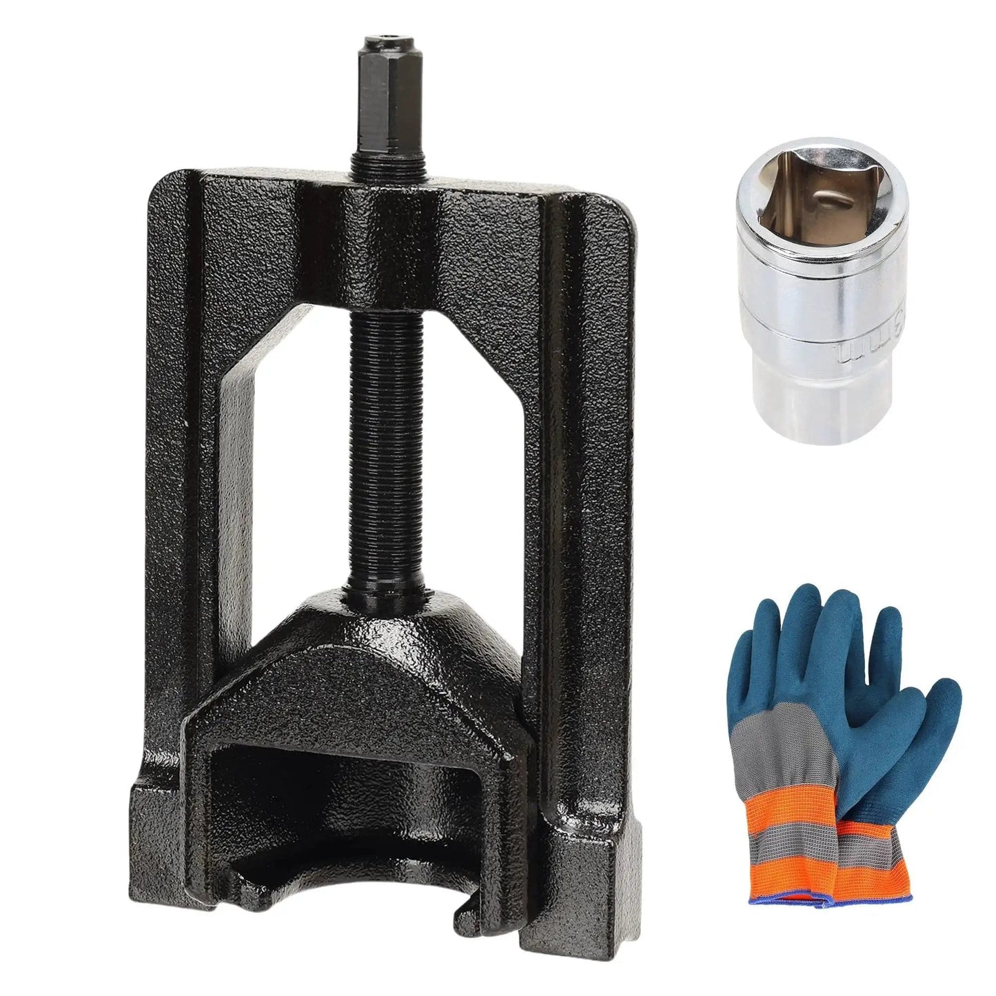 U Joint Puller Universal Joint Extractor For Automotive And Trucks Class 1 3 with heat-treated legs shown with socket and gloves