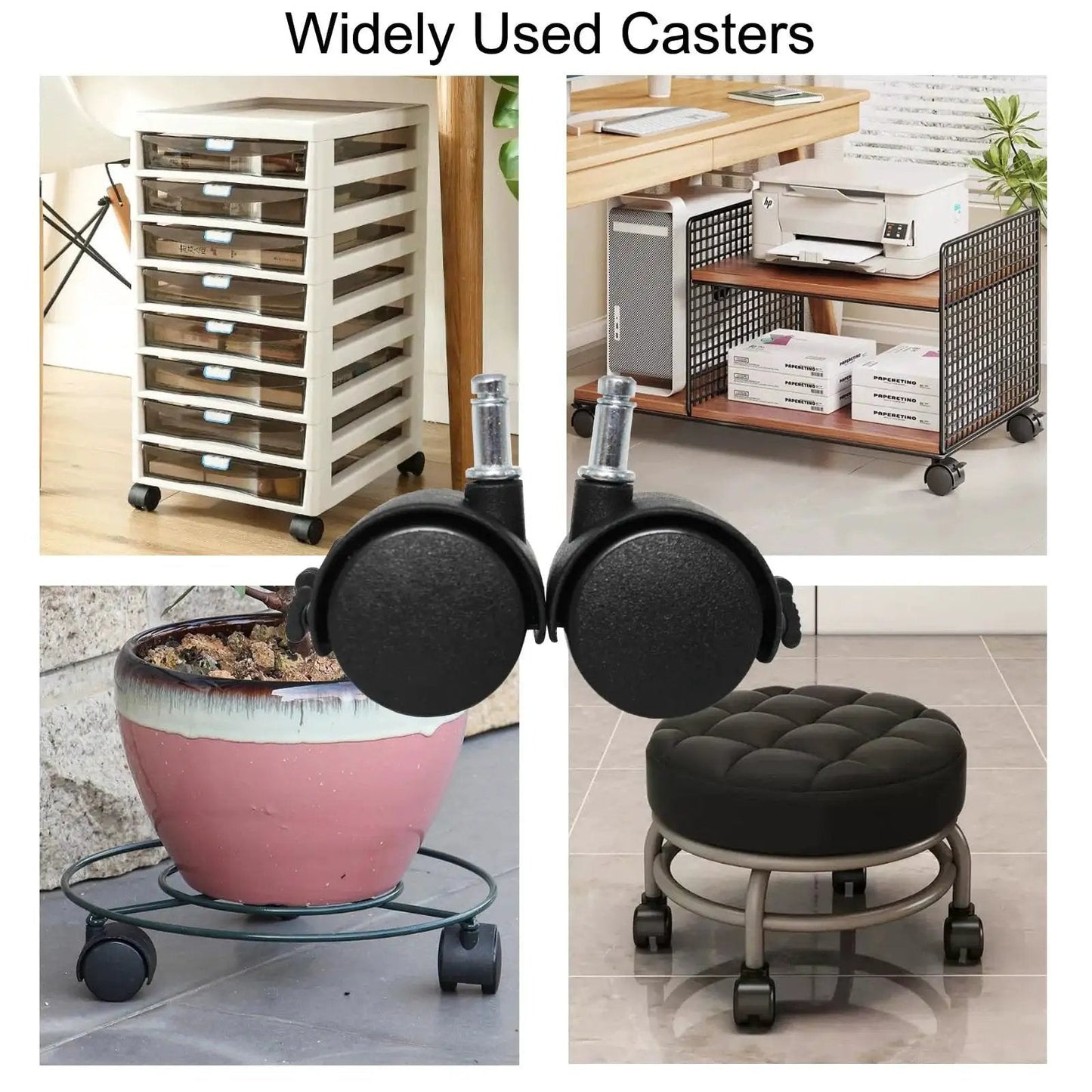 4 Pack 1.5 Inch Swivel Caster Wheels With Circlip Stem M8x20mm And Lockable Brakes for furniture and storage units