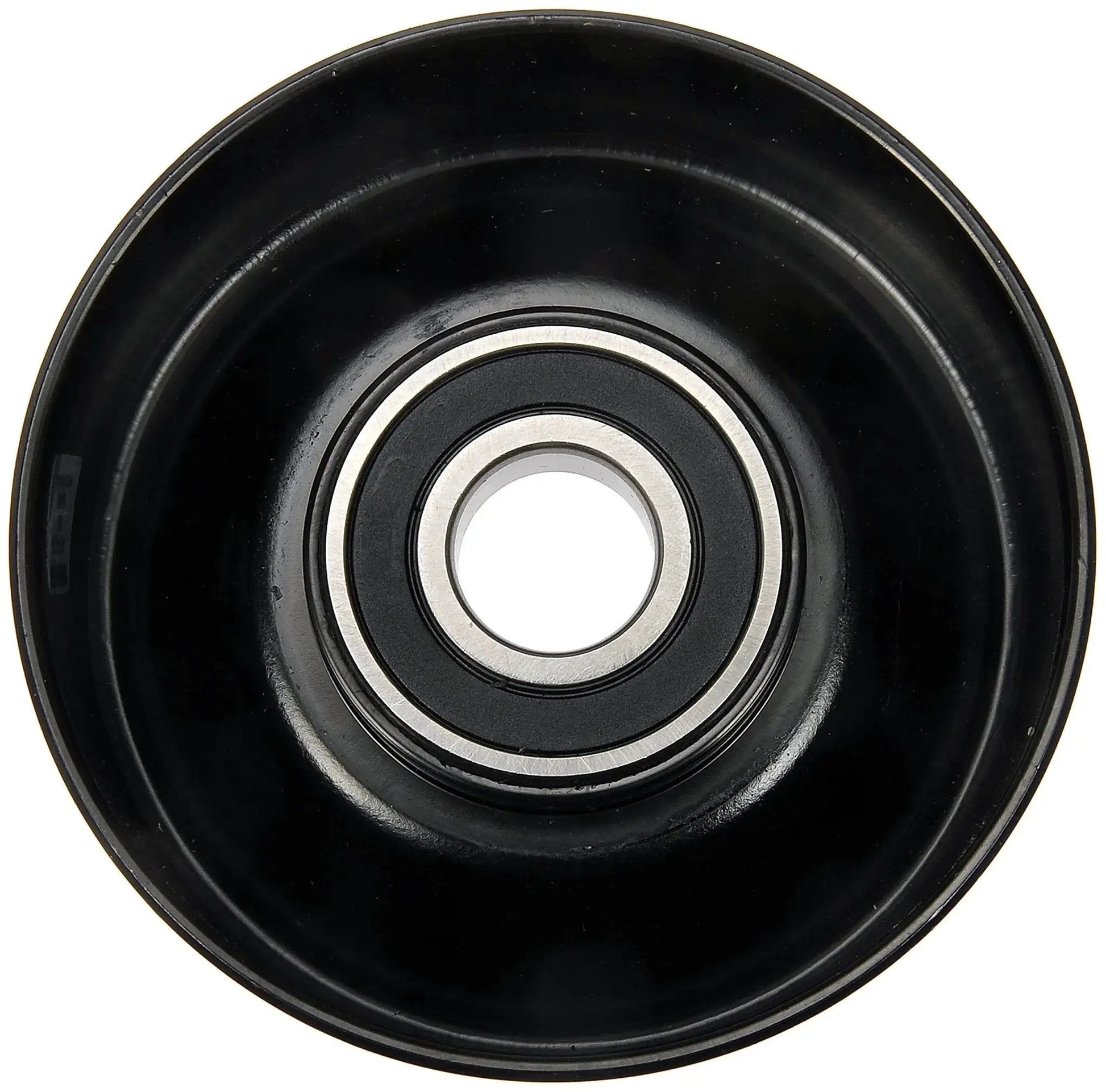 Front view of Accessory Drive Belt Idler Pulley For Dodge And Jeep Dorman 419 672 Direct Replacement That Fixes Squealing Or Groaning Noise