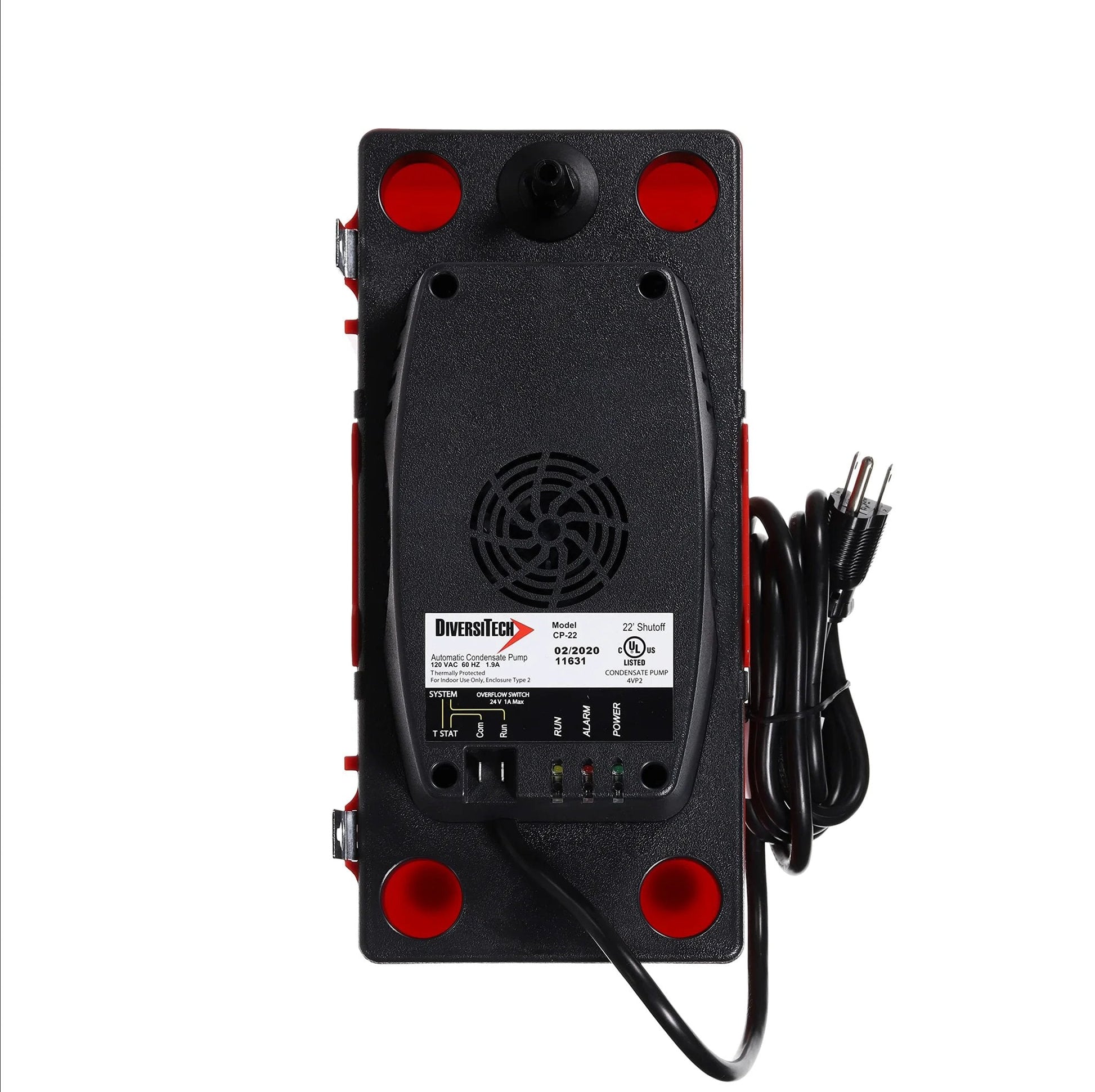 Bottom view of Ultra Series Automatic Condensate Pump For HVAC And Refrigeration Equipment With Removable Check Valve 120 Volt