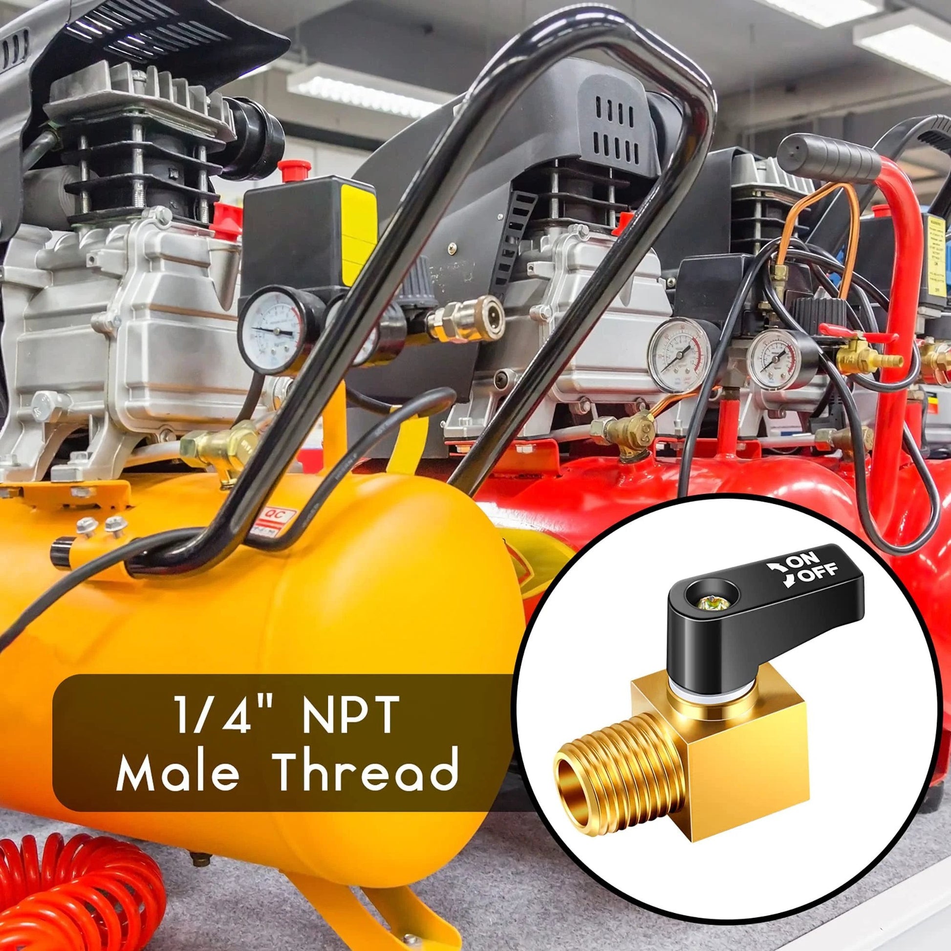 Air Compressor Drain Valve Ball Type Brass Mini Metal Tank Valve One Quarter Inch NPT Male To Female For Air Tank Drain And Water Removal In Pneumatic Systems Easy Install Pack Of Two