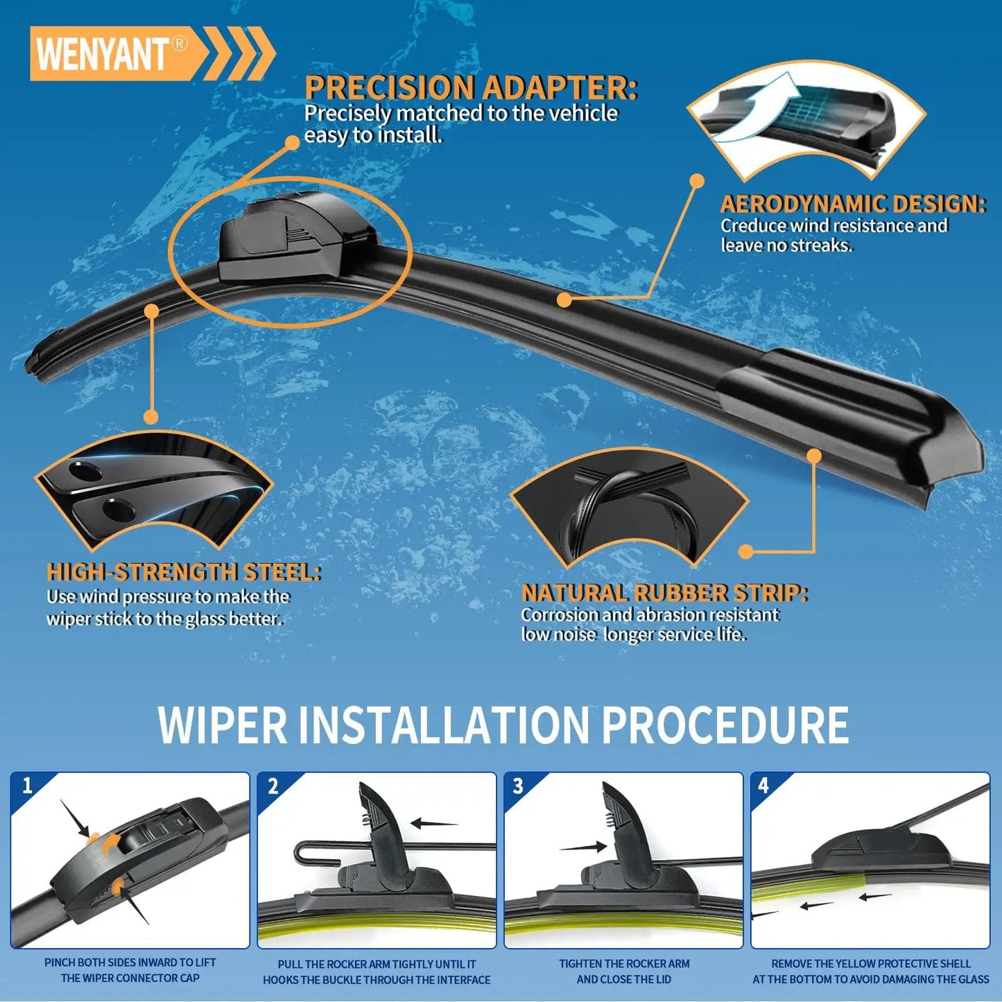 Installation guide for Replacement Front Windshield Wiper Blades 26 Inch And 18 Inch For Toyota Highlander with precision adapter.