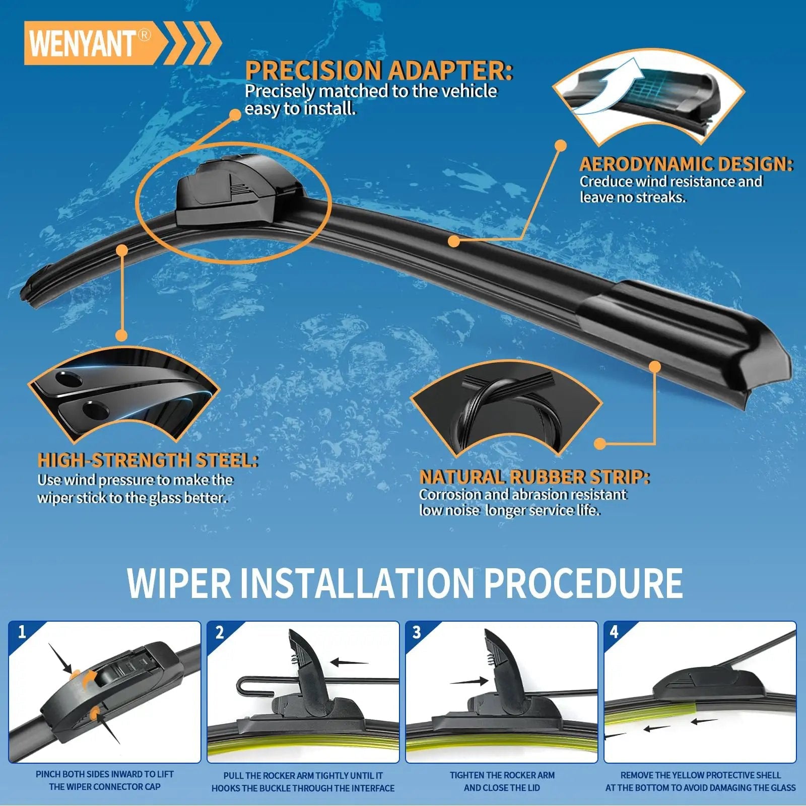 Installation guide for Front Windshield Wiper Blades 26 Inch And 16 Inch Compatible With Honda CR V 2012 2016 Replacement Set Of 3.