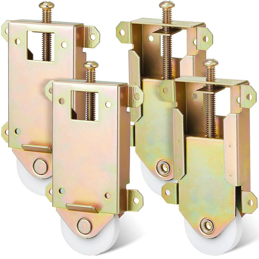 4 Pcs Sliding Mirror Closet Door Roller Wheels Replacement Assembly 2-5/16 Inch Mounting, 1-1/2 Inch Nylon Concave Ball Bearing Wheels, Sliding Glass Screen Door Hardware Fits, Durable Quiet Operation, Easy Replacement