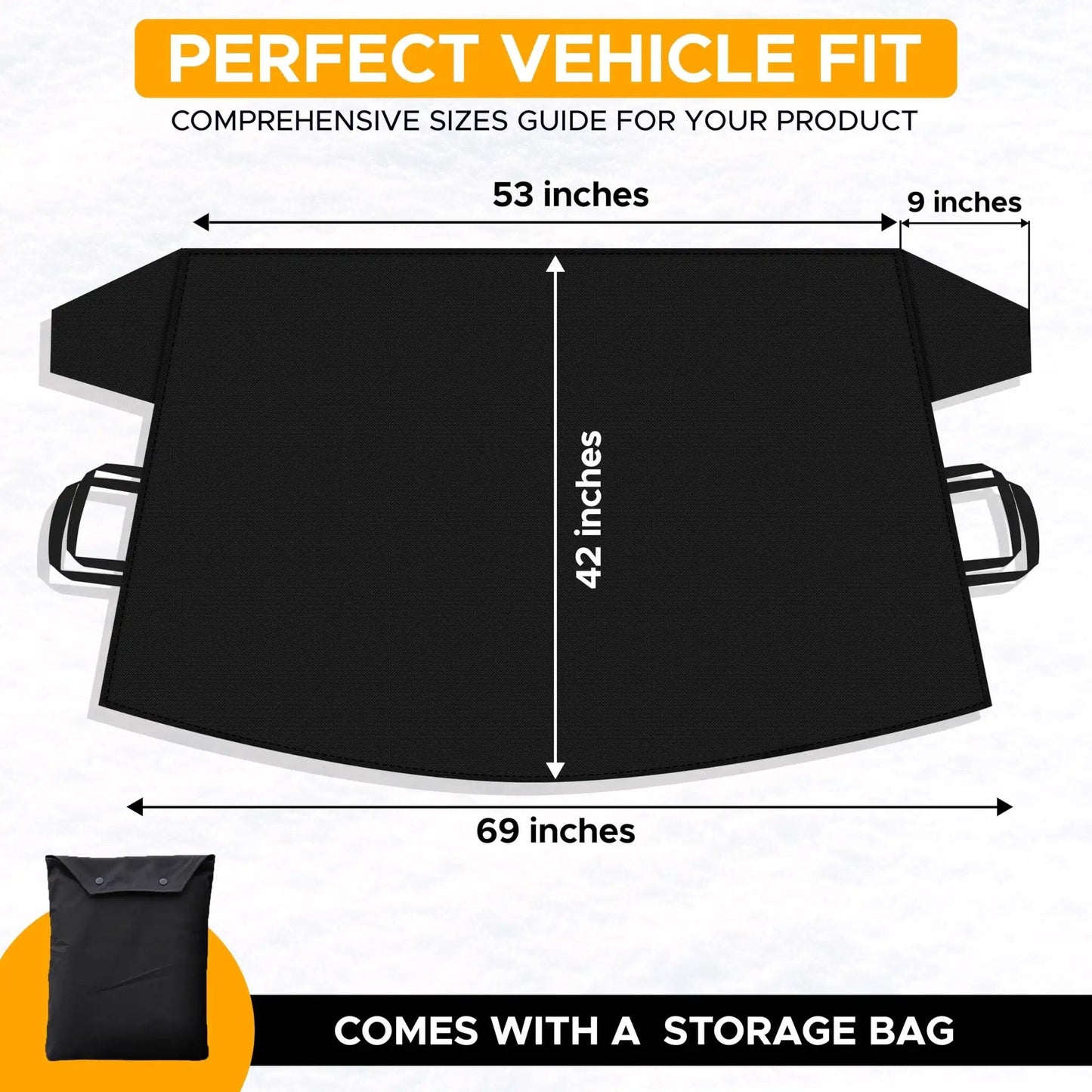 Windshield Cover for Ice and Snow, Heavy Duty 600D Oxford Fabric, Waterproof Frost Shield for Cars SUVs Trucks, size 69x42 inches.