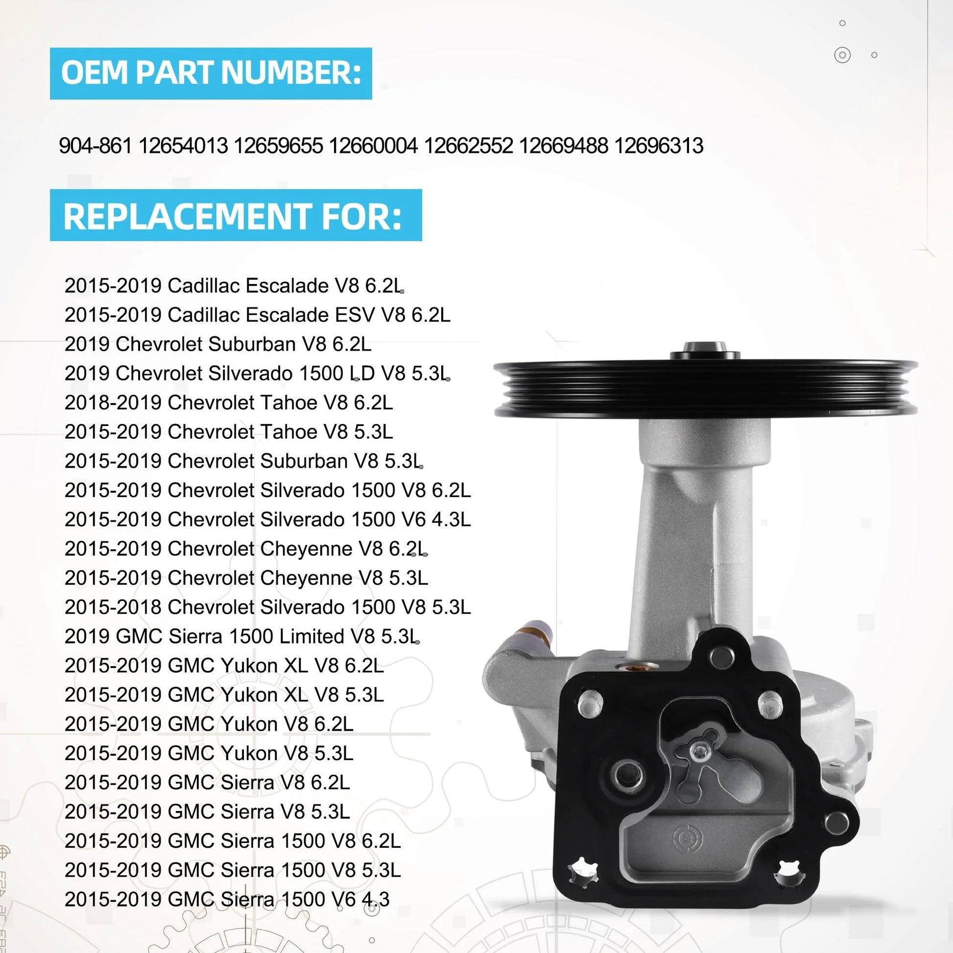 Vacuum Pump For GM SUVs And Trucks 4.3L 5.3L 6.2L 2014 To 2020 Direct Fit For Cadillac Escalade Suburban Tahoe Cheyenne Silverado