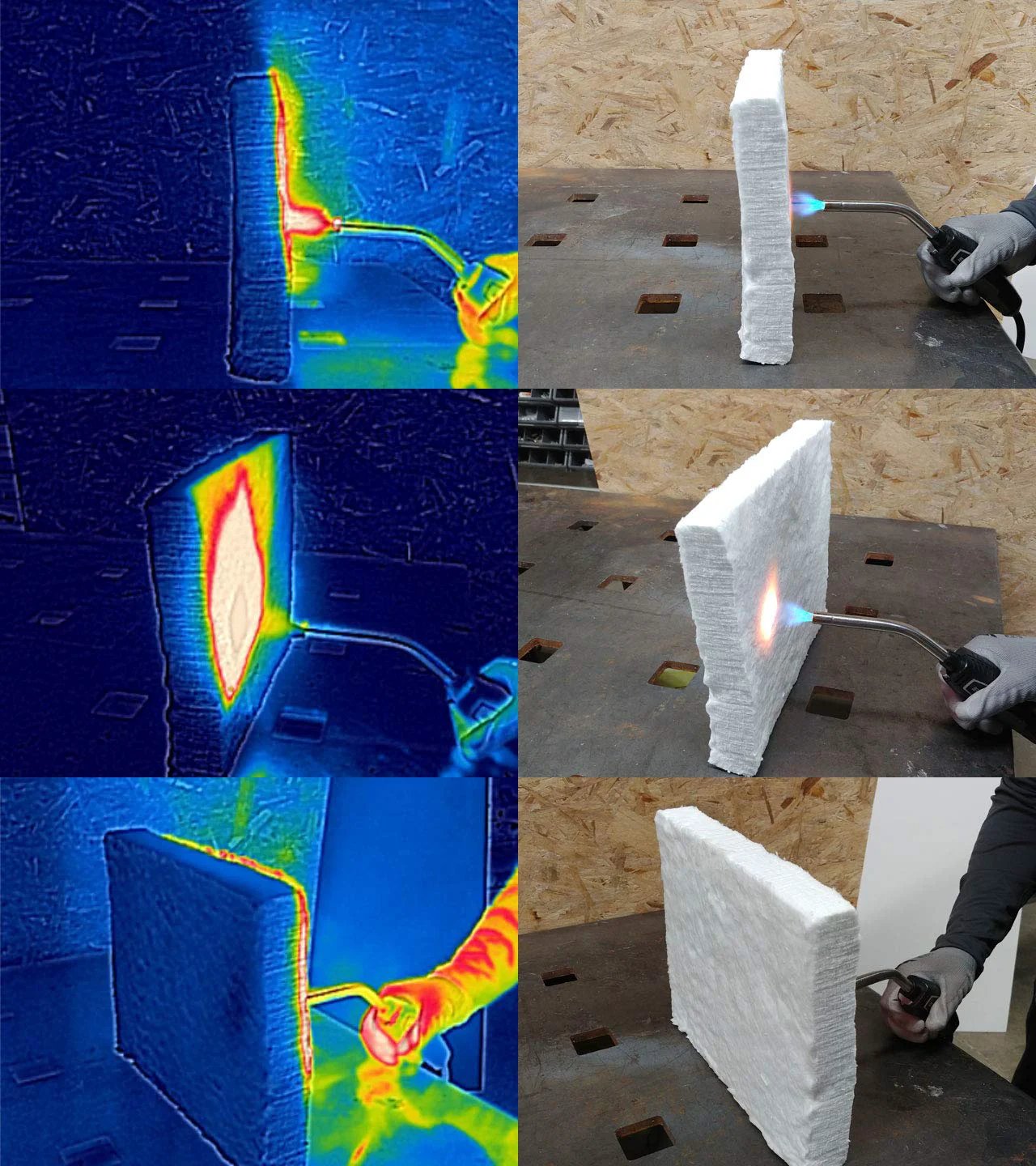 Heavy Duty Ceramic Fiber Insulation Blanket 2 Inch Thick By 15 By 24 In 2400 F Fireproof Heat Shield in heat test.